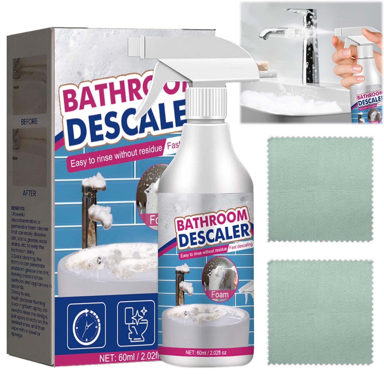 Stubborn Stains Cleaner, Bathroom Descaler Spray, Bathroom Descaler Foam, Multipurpose Bathroom Foam Cleaner, Powerful Stubborn Stains Cleaner, All-Purpose Bathroom Descaler Cleaner