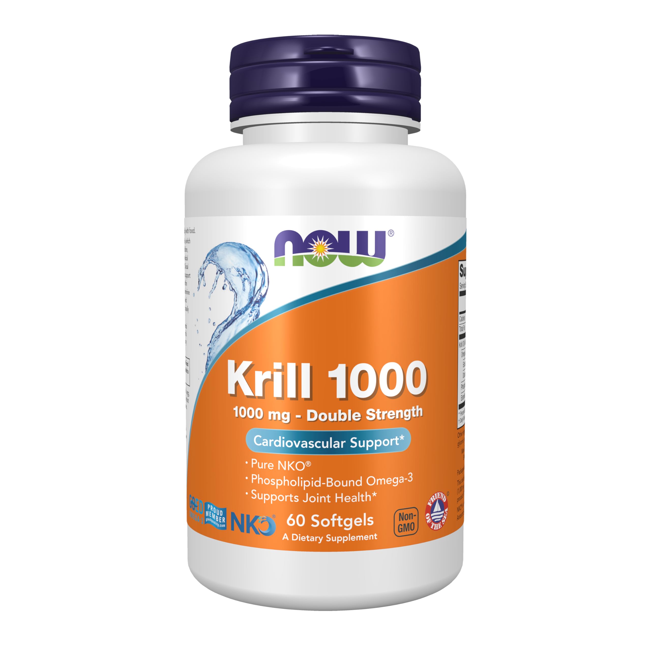 NOW Foods Supplements, Neptune Krill, Double Strength 1000 mg, Phospholipid-Bound Omega-3, 60 Softgels