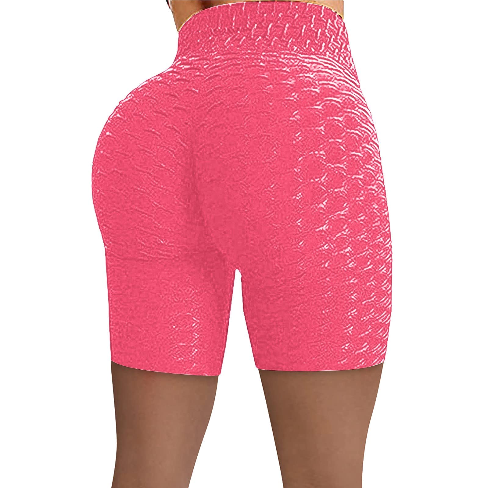 Women Wrinkled High Waist Hip Stretch Running Fitness Yoga Pants Biker Shorts L34