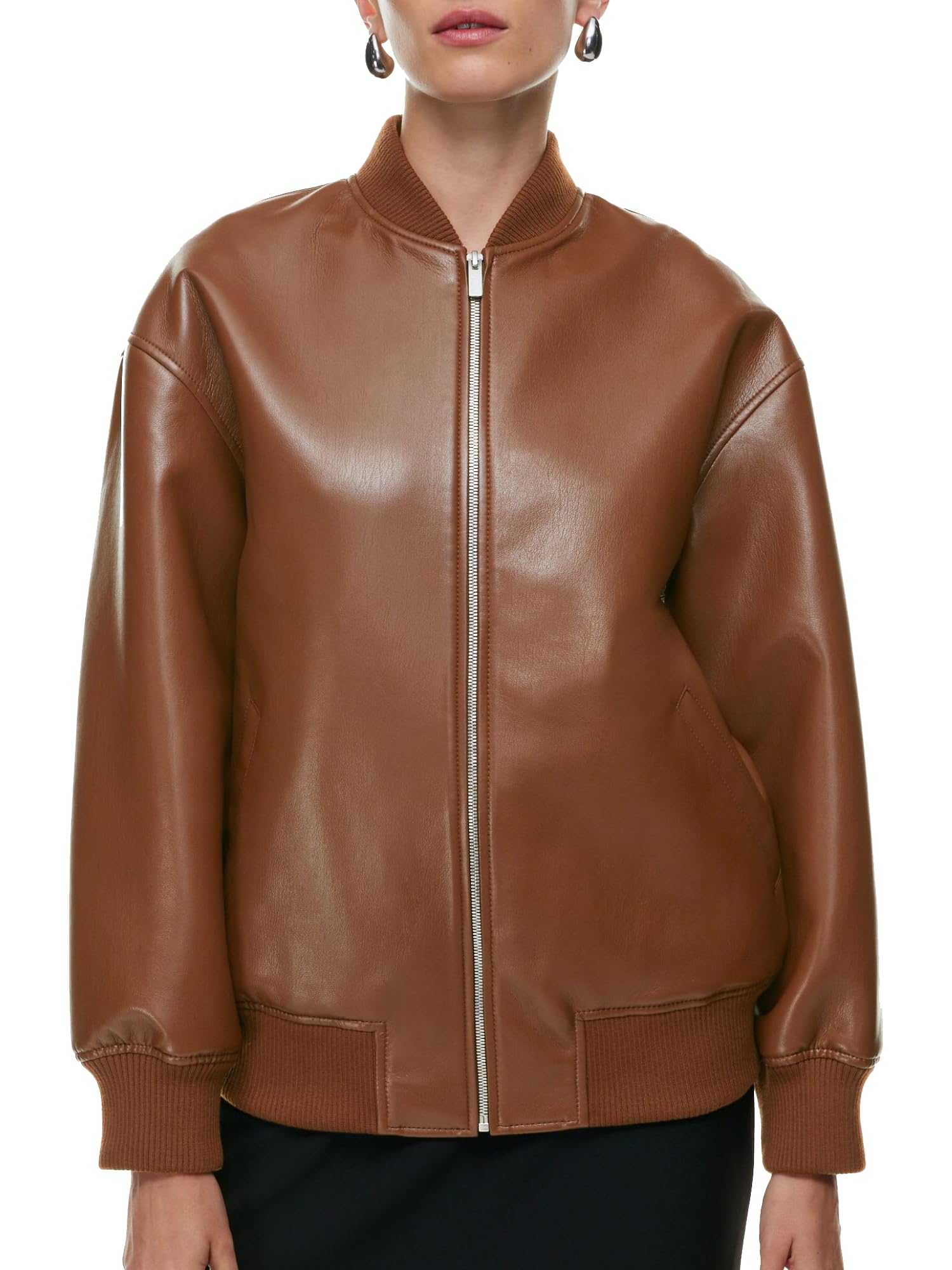 Premium Bomber Real Leather Jacket Women - 100% Lambskin