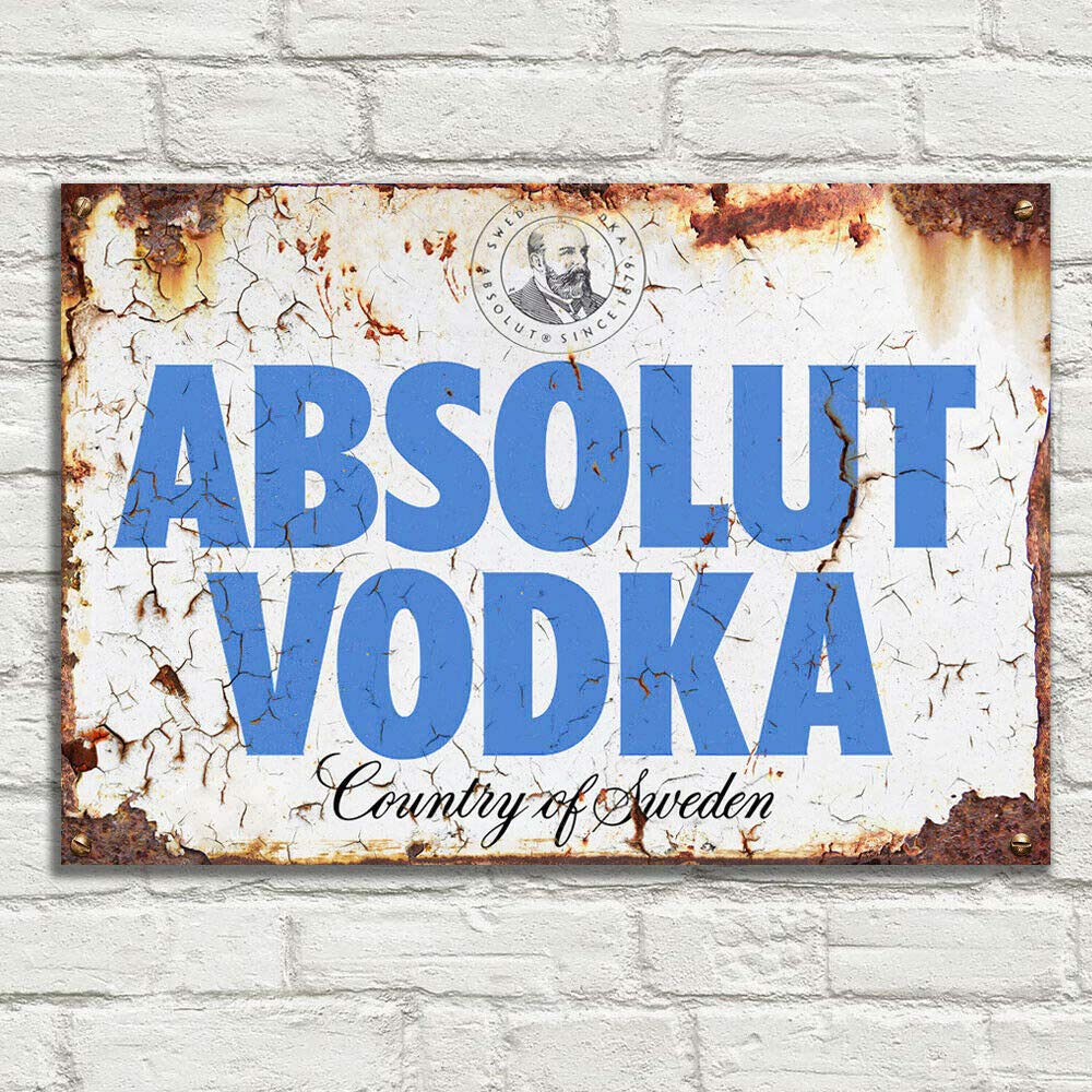 LBS4ALL Absolut Vodka Signs Metal Plaque Aluminium Vintage Pub Tiki Bar Home Cafe Wall Beer Retro Club