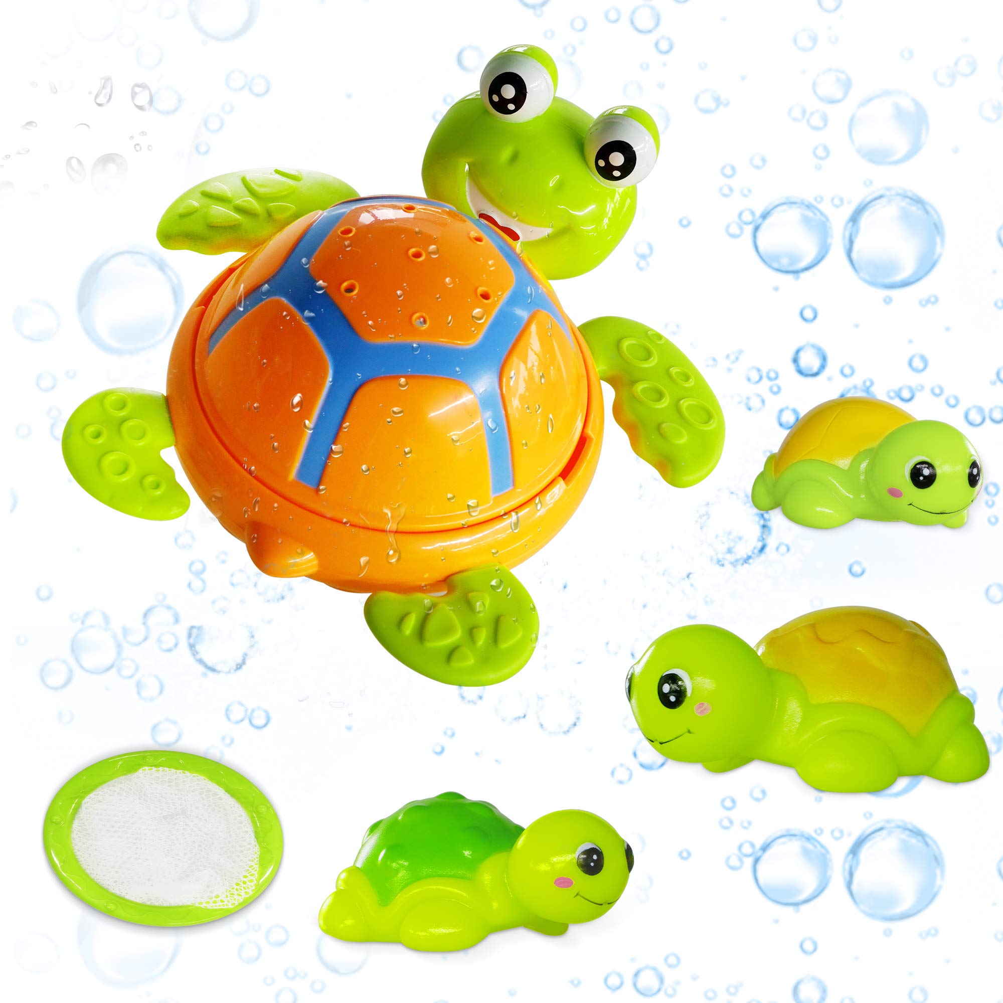 W Q Toddler Bath Toys,Bathtub Toy Set for Baby Turtle Gift Box Set,Turtle Head can be Rotated,Stackable,Various Ways to Play, Safe and Non-Toxic Material, Suitable for Toddlers 1 2 3 4 5 6