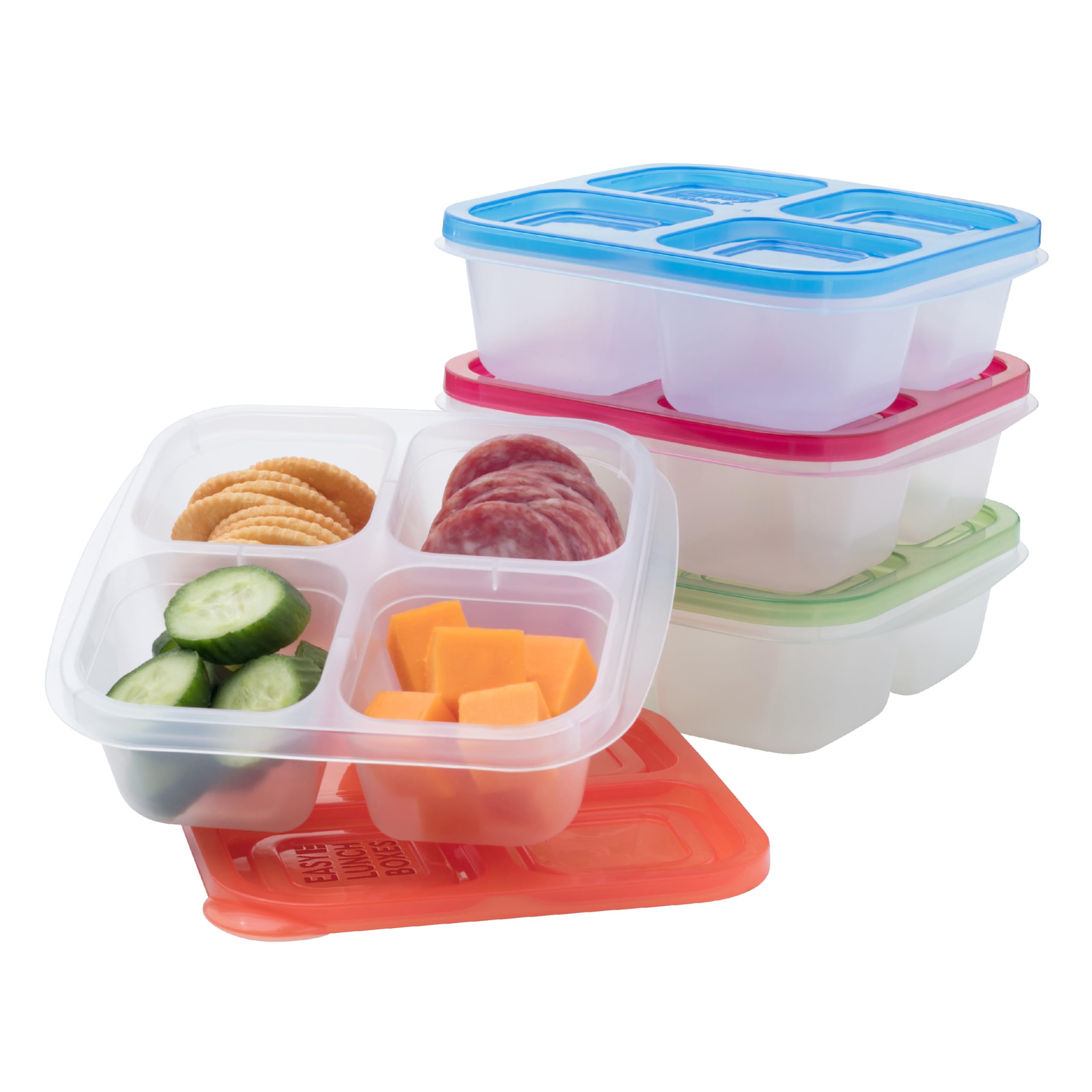 EasyLunchboxes ELB4-snack Box Food Containers 4-Compartment 4-Compartment, Set of 4 ELB4-snack