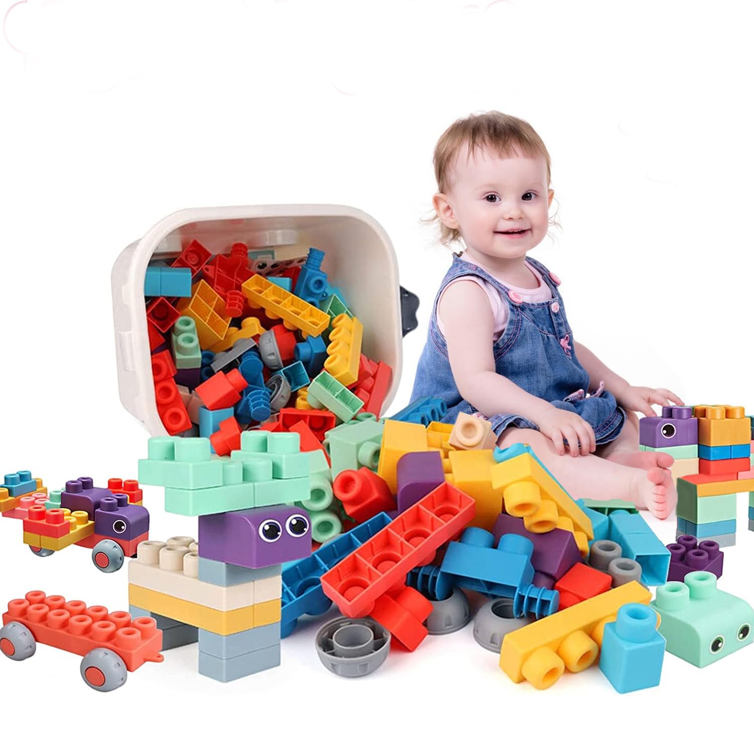 Masroo 40 PCS Soft Building Block Sets for Kids Aged 18 months to 6 years old.Top STEM Building Blocks for preschool.Large Construction Block Toys for Toddler to Improve Imagination,Hands-on Ability