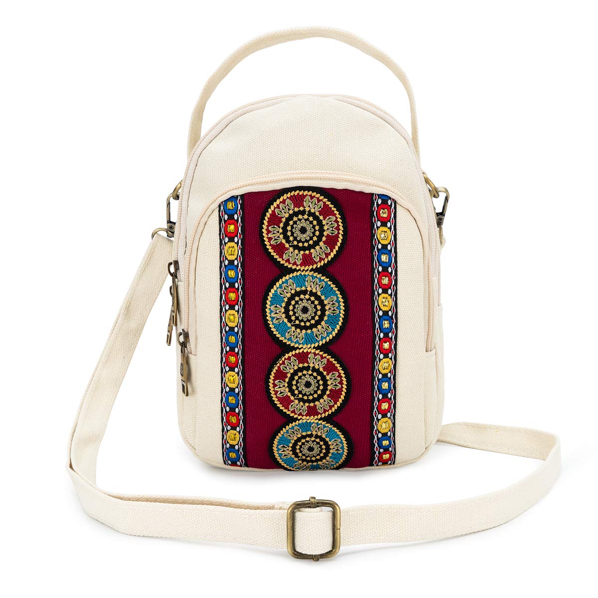 Small Canvas Crossbody Bag for Women Embroidery Cell Phone Pouch Mini Purses Shoulder Bag for Women Girls