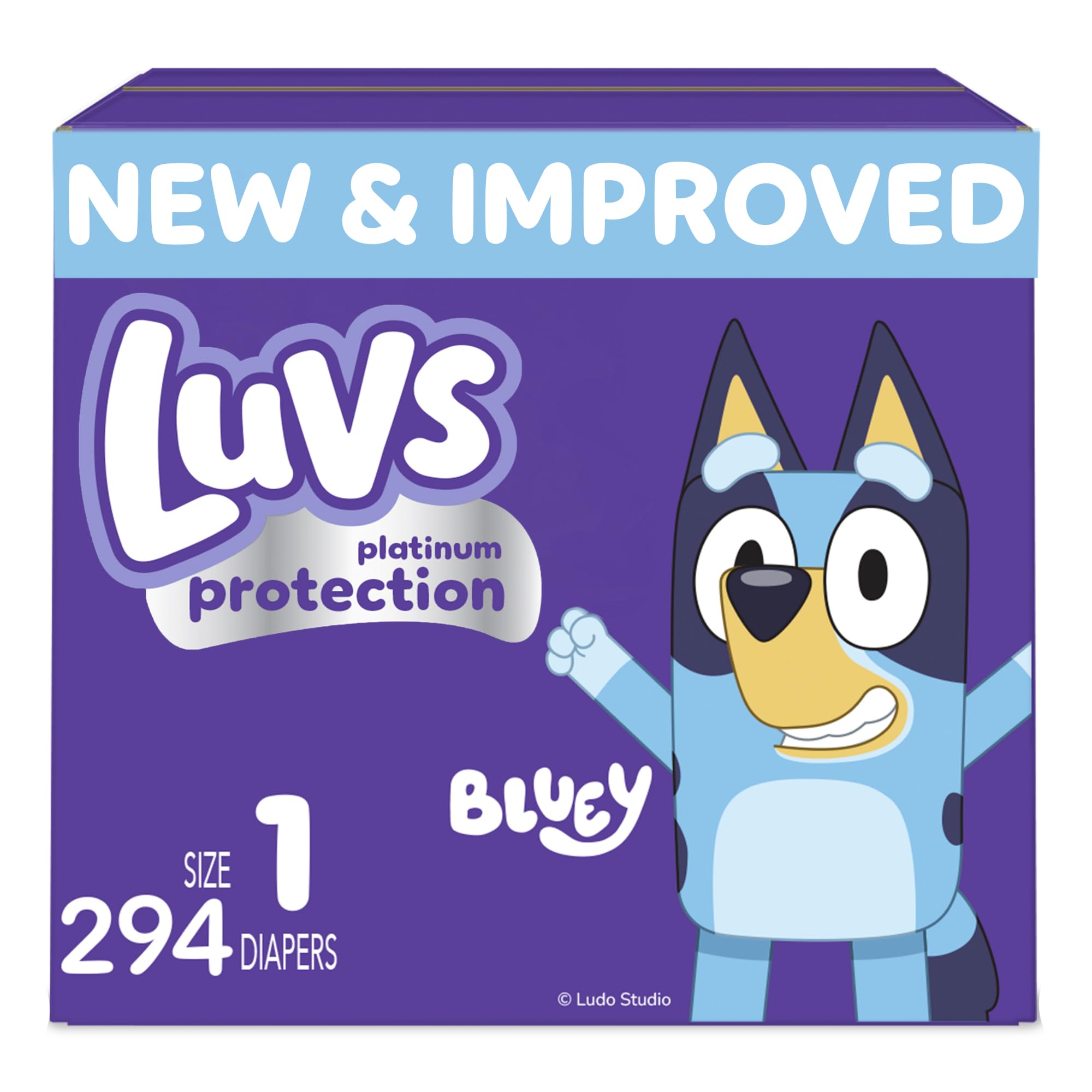 Luvs Platinum Protection Bluey Baby Diapers, Size 1, 294 Count