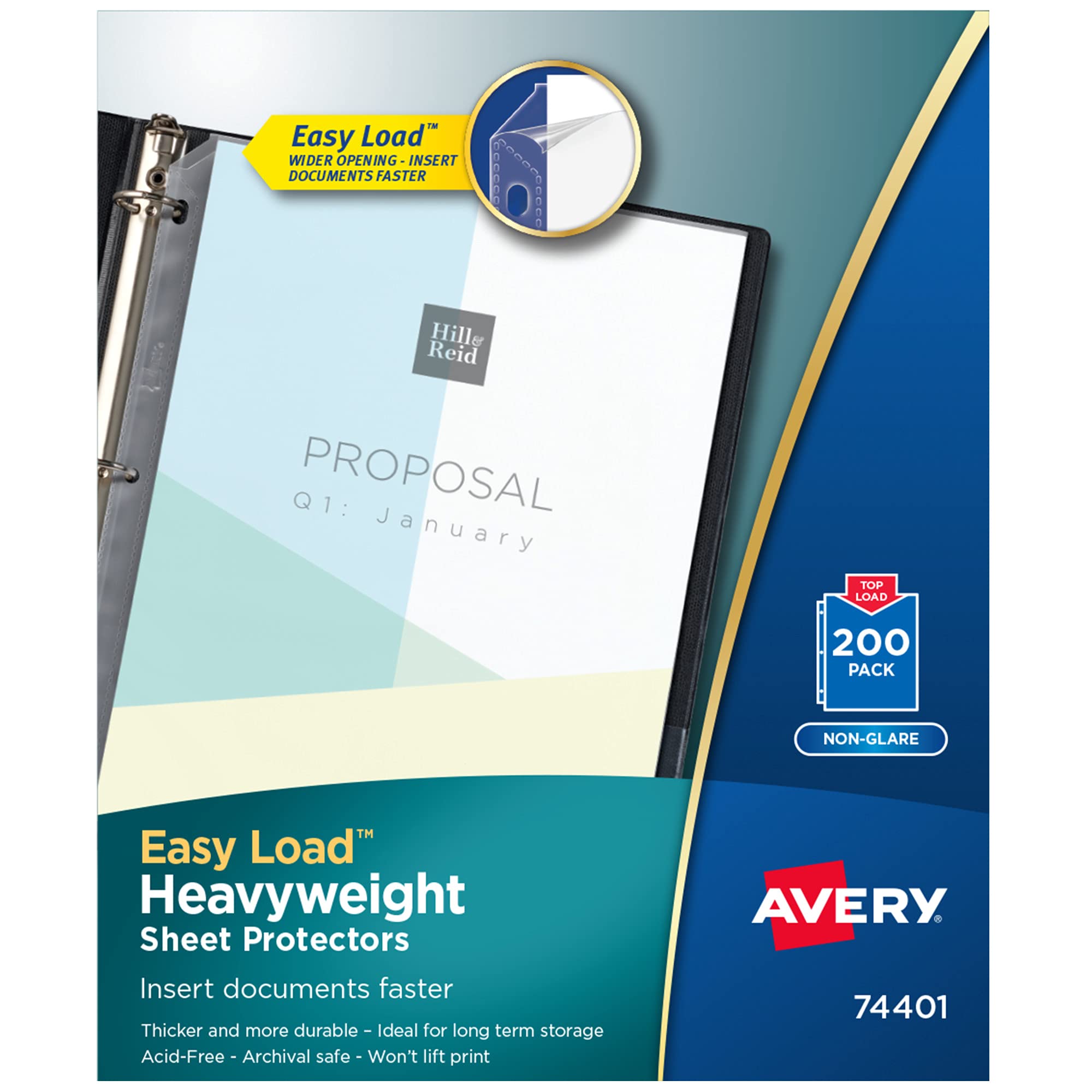 AVERYClear Heavyweight Sheet Protectors, Non-Glare, Easy Load, 200 Document Protectors (74401)