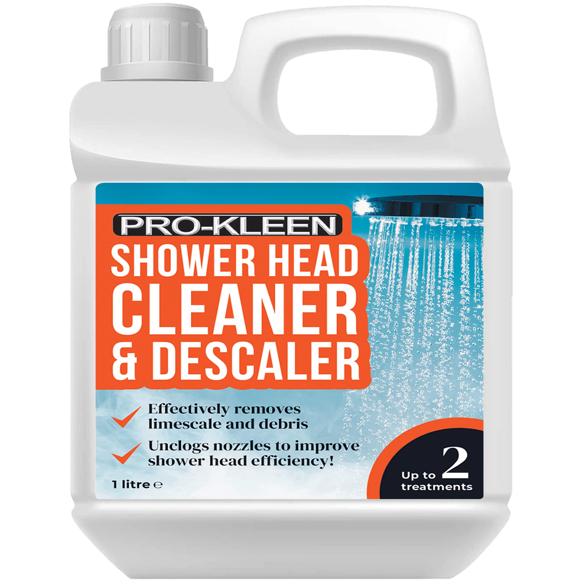 Pro-KleenShower Head Cleaner & Descaler - Deeply Cleans to Remove Dirt, Bacteria, Limescale, Grime and Debris - Prevents Legionella Bacteria - Easy to Use Formula (1 Litre)