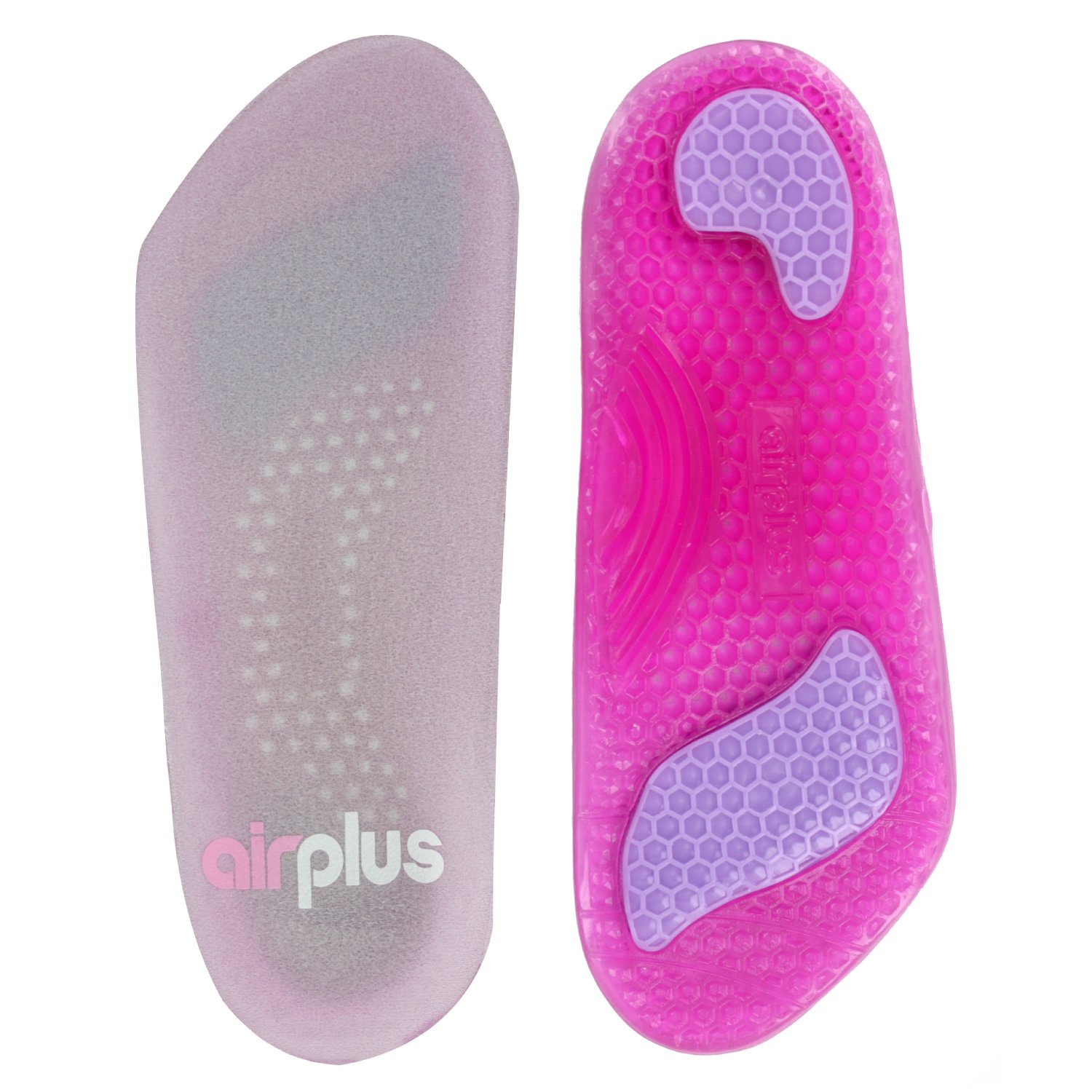 AirplusGel Orthotic 3/4 Length Comfort and Stability Shoe Insoles for Men or Women, Pink