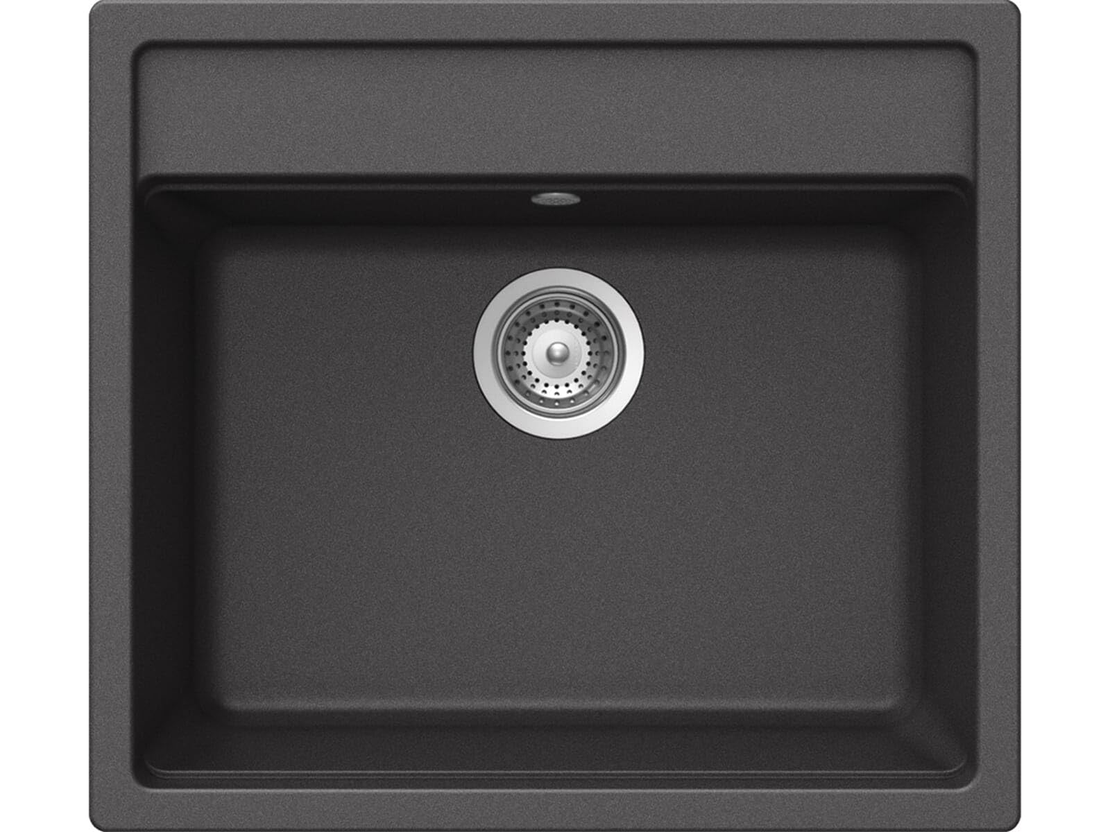 SchockNemo N-100 Onyx Cristalite Kitchen Sink 57 x 51 cm Dark Grey Granite Sink from 60 cm Base Cabinet Width