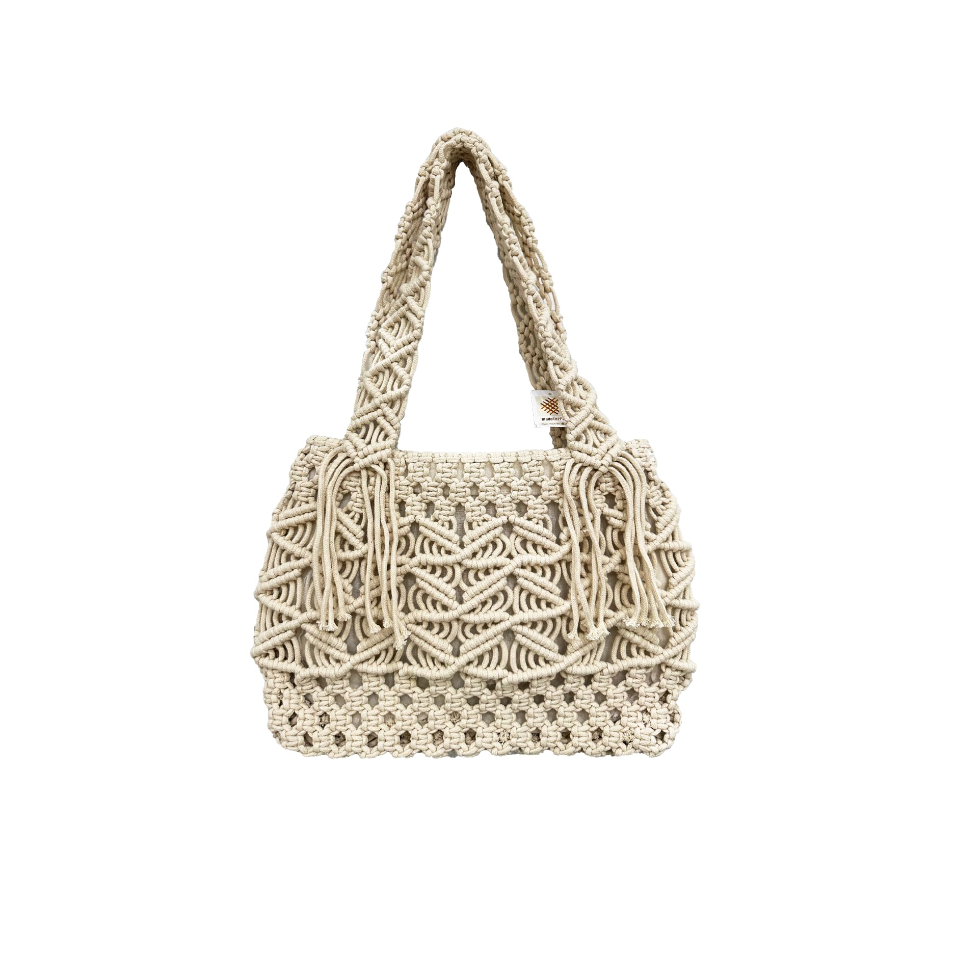 Macrame handbag for women Summer Handbag woven shoulder bag Tote Bag 11.81 x 11.02" handle 12.6" MadeTerraS