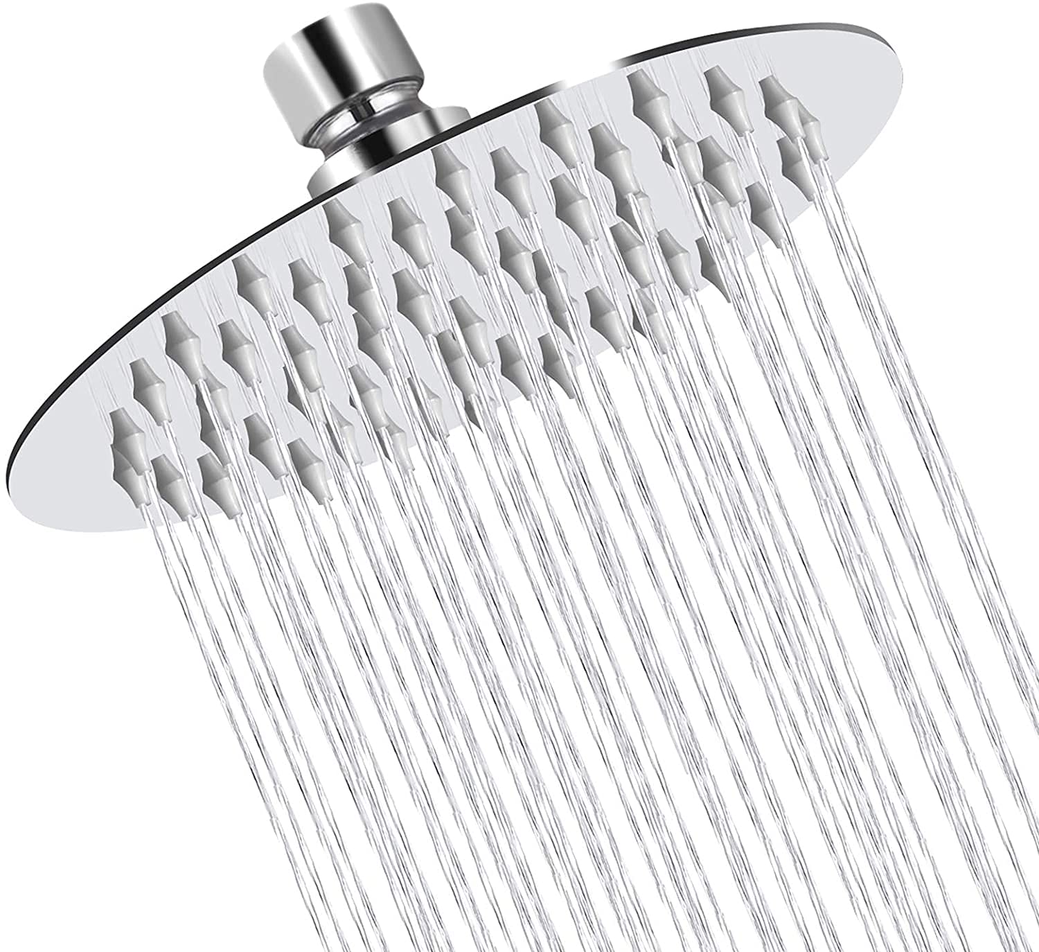 PESCA Mirror Stainless Steel 304 Round Ultra Slim High Pressure Rainfall Shower Head for bathroom Chrome Finish (6 INCH) (WITHOUT SHOWER ARM)