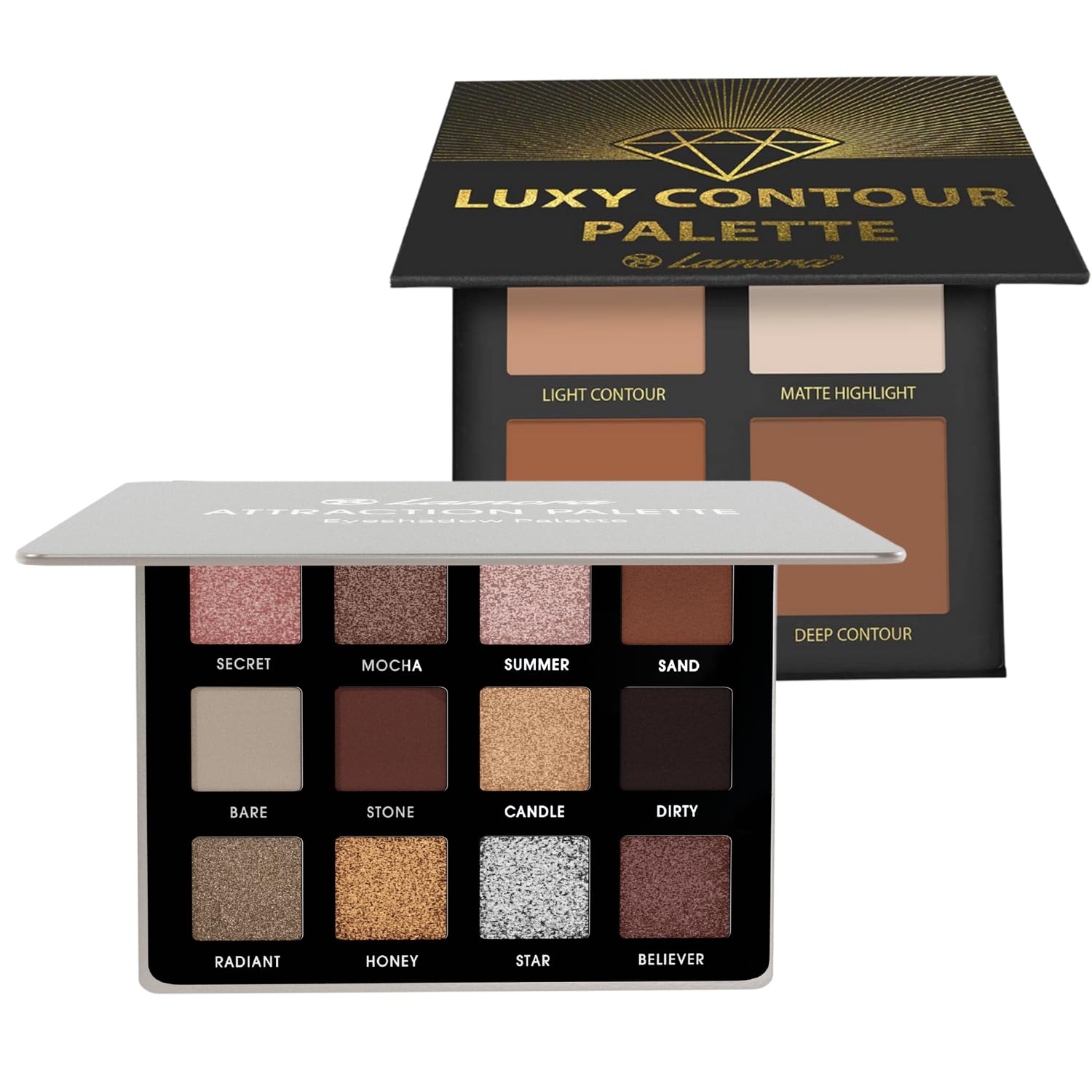 LamoraAttraction Smokey Eyeshadow Palette with Powder Contour Palette