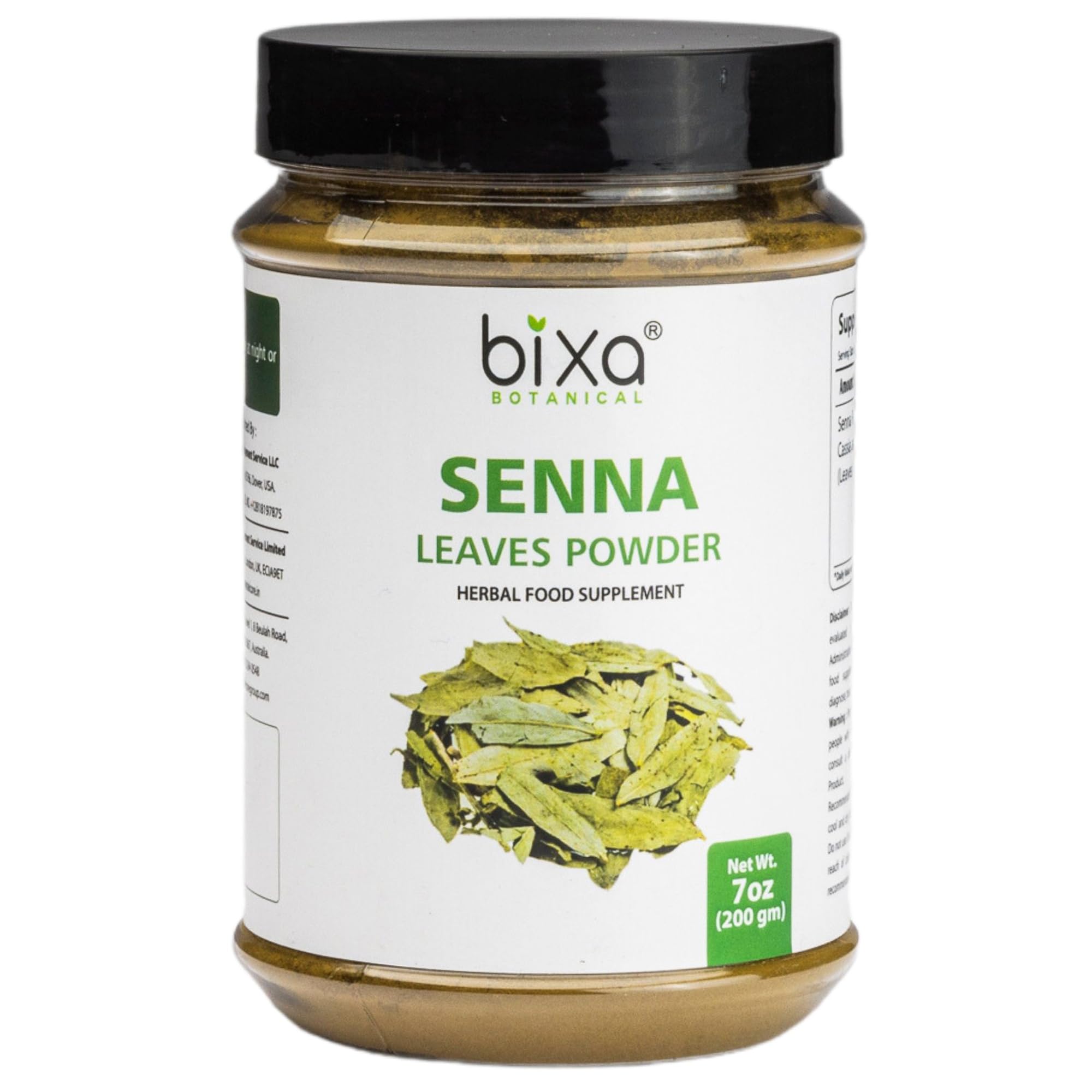 Bixa Botanical Senna Leaves Powder (200g) (Cassia Angustifolia), Natural Herbal Laxative, Ayurvedic Herbal Supplement To Support Digestive Function