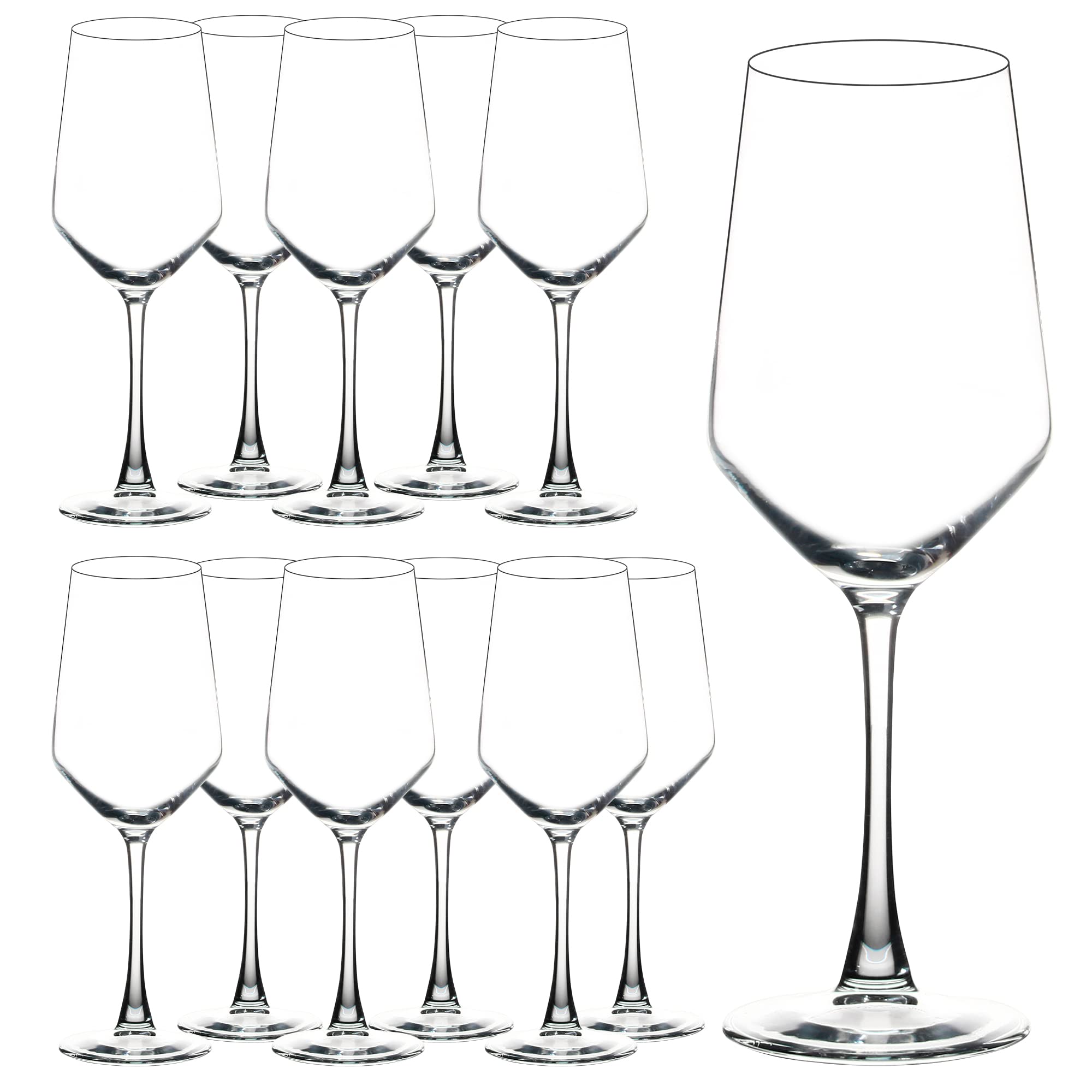 YANGNAY Wine Glasses (Set of 12, 13 Oz), Clear Wine Glasses for Red or White Wine, Smooth Rim, Dishwasher Safe