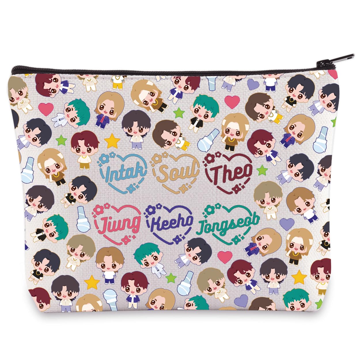 BWWKTOP Korean Keeho & Theo Cosmetic Makeup Bag K-Pop Jiung & Intak Fans Gift k-Pop Soul & Jongseob Zipper Pouch Bag Korea Group Merch (Intak)