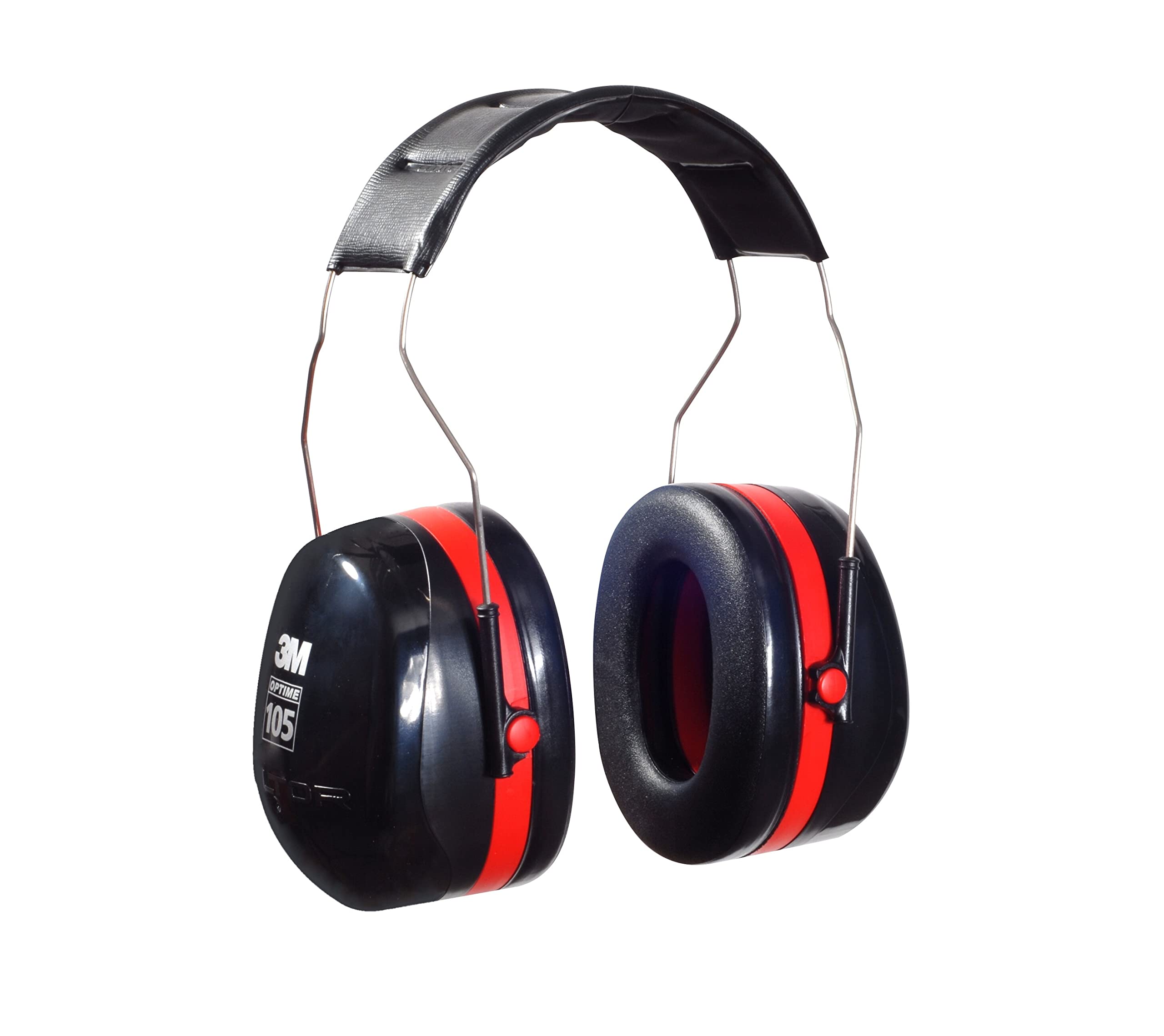 3MH10A Peltor Optime 105 Over the Head Earmuff, Ear Protectors, Hearing Protection, NRR 30 dB,Black, Red