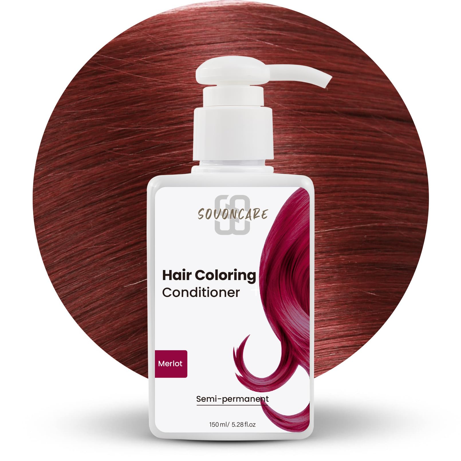 SOVONCARESemi Permanent Hair Dye Depositing Conditioner, Merlot Color Treatment for Colored Hair, 5.28 OZ, 10 Mins Application, Cruelty-Free