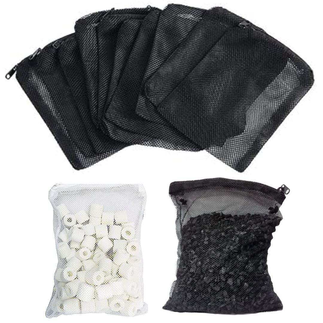 VAYINATO® Filter Media Bags 10 PCS (Black) Aquarium Mesh Nylon Filter Media Net Bags with Zipper for Pellet Carbon, Ammonia Remover, Ceramic Rings, Bio Balls, (500G) by Petzlifeworld