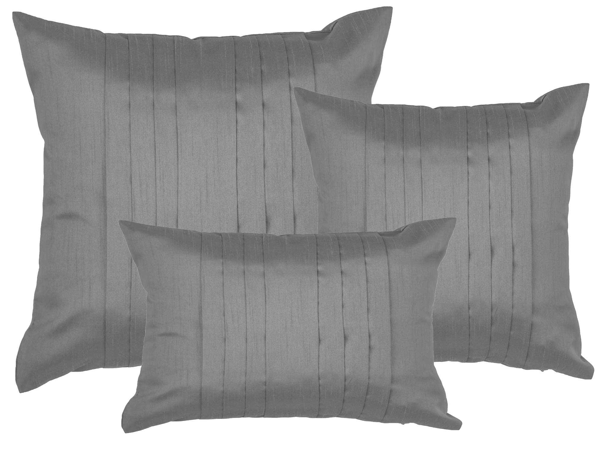 DreamHome 12" X 18" Pleated Faux Silk Pillow Cover (Platinum)