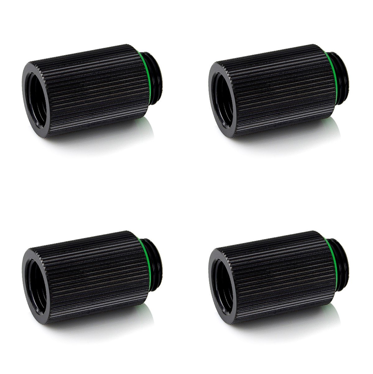 Bitspower Touchaqua G1/4" Male to Female Extender Fitting, 25mm, Glorious Black, 4-Pack