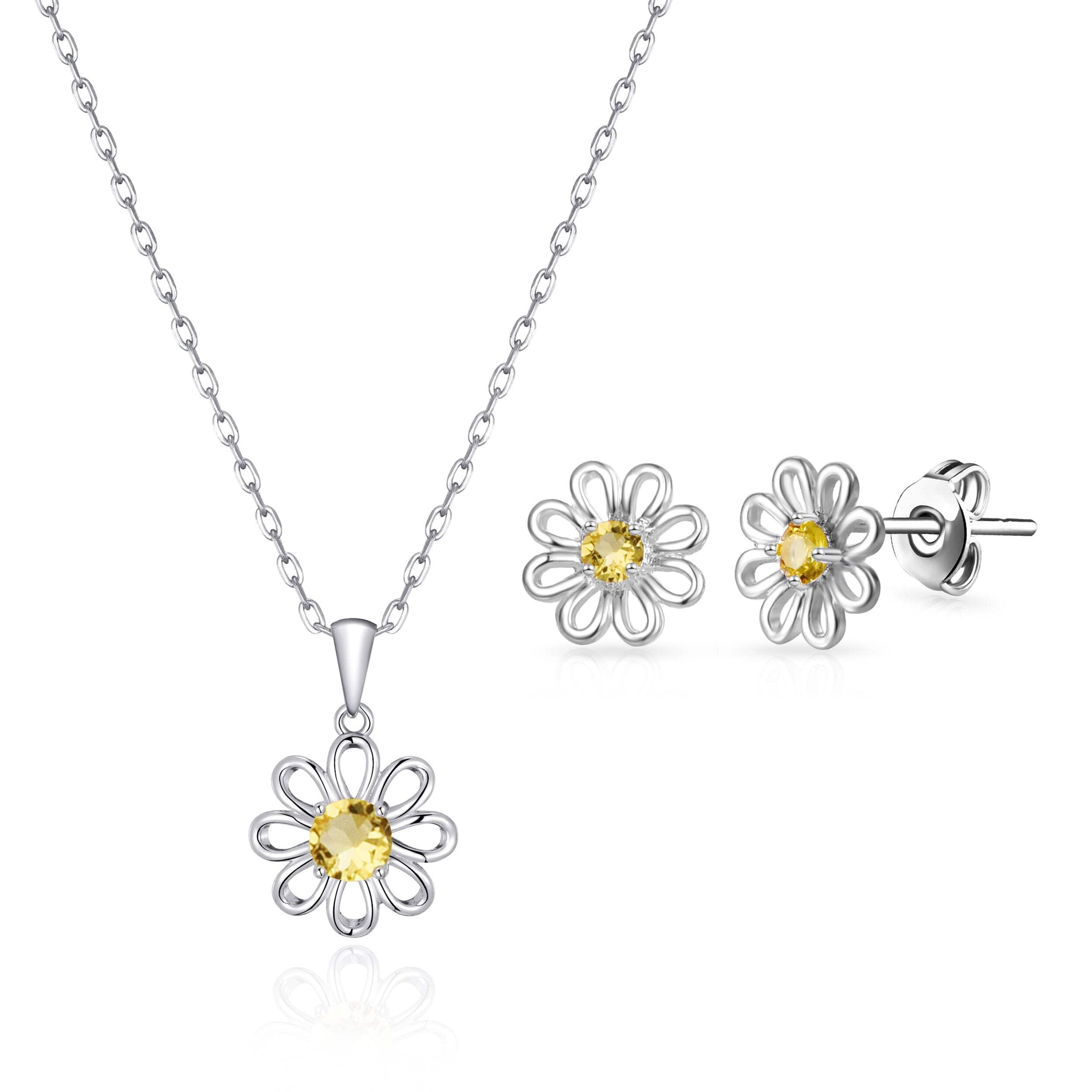 Philip Jones Daisy Set Created with Zircondia® Crystals