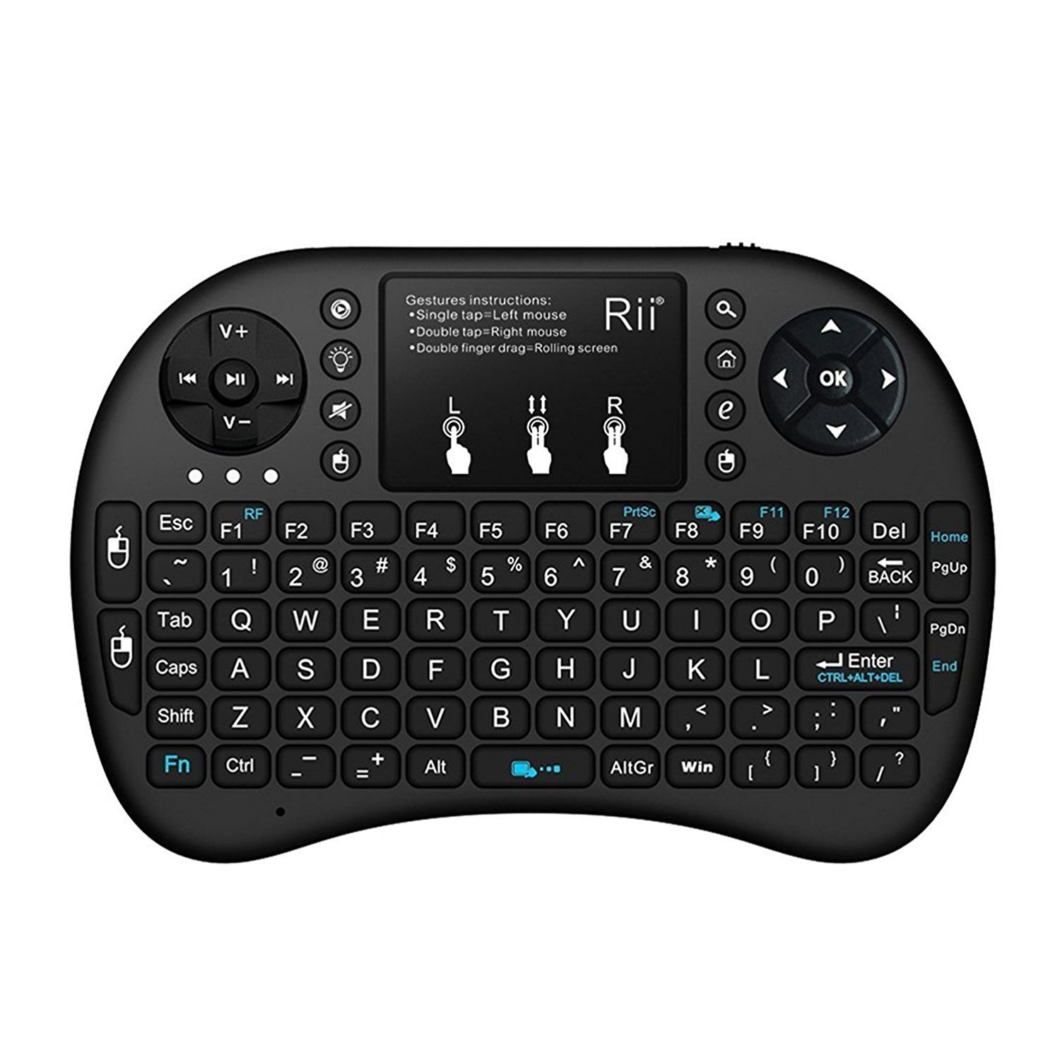 RiiMini i8 2.4GHz Wireless Entertainment Keyboard with Touchpad for PC, Pad, Andriod TV Box, Google TV Box, Xbox360, PS3 & HTPC/IPTV (Black)