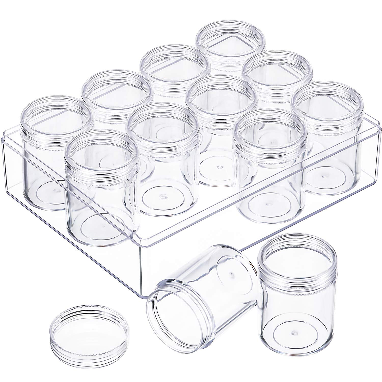 Blulu Clear Bead Organizer Bead Storage Containers Set with 12 Boxes, 1.9 x 1.5 Inches (1.9 x 1.5 Inches)