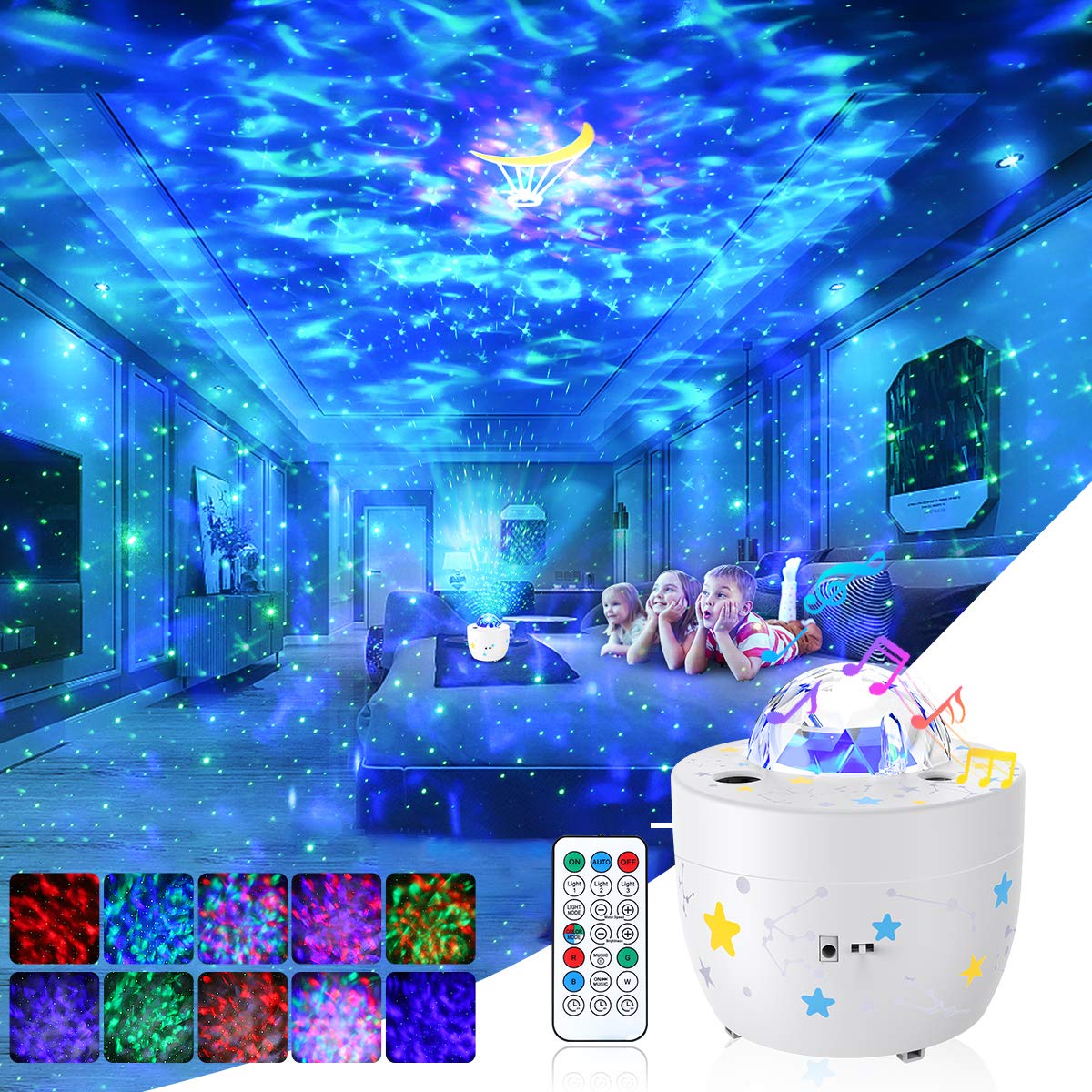 Galaxy Projector Star Projector Night Light with Ocean Wave Projector Remote Control/Timer/ Galaxy 360 Pro Galaxy Light Projector Starlight Projector for Baby Kids Adults Bedroom/Birthday/Party