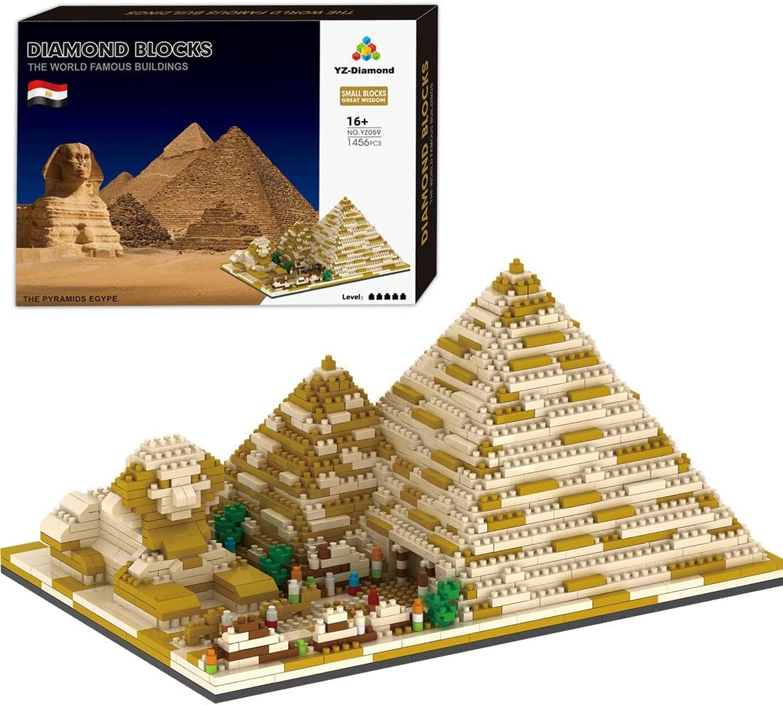 Egyptian Pyramids Micro Bricks Mini Building Blocks Set (1,456 Pieces) - World Famous Architectural Model Set Modular Building Kit