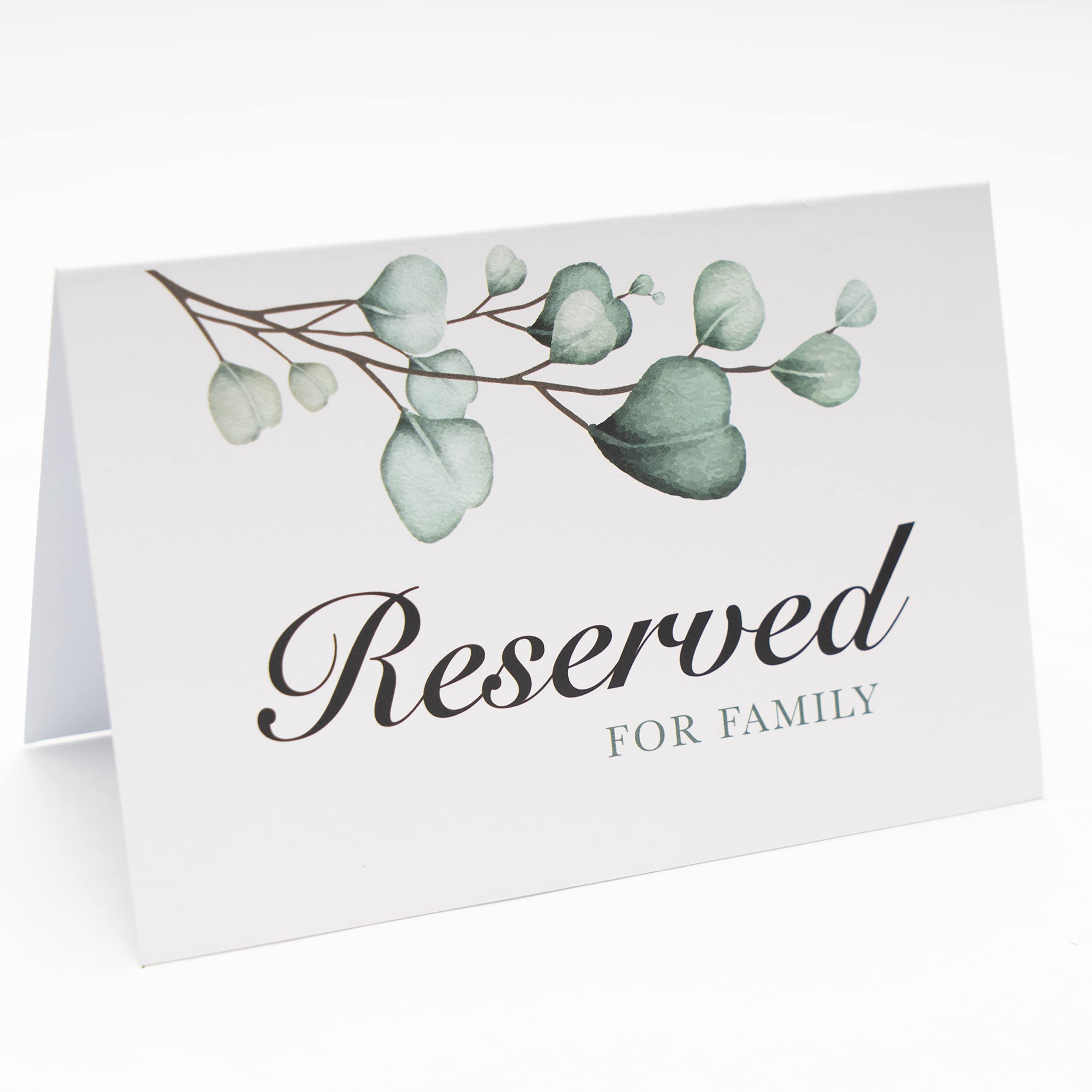 CLEVER SIGNS Reserved Table Signs, Pack of 25 Reserved Signs for Family, Reserved Signs for Weddings, Receptions, Christmas, Events, Parties and Celebrations, 4x6 inches Reservation Cards for Tables, Greenery Watercolor Design