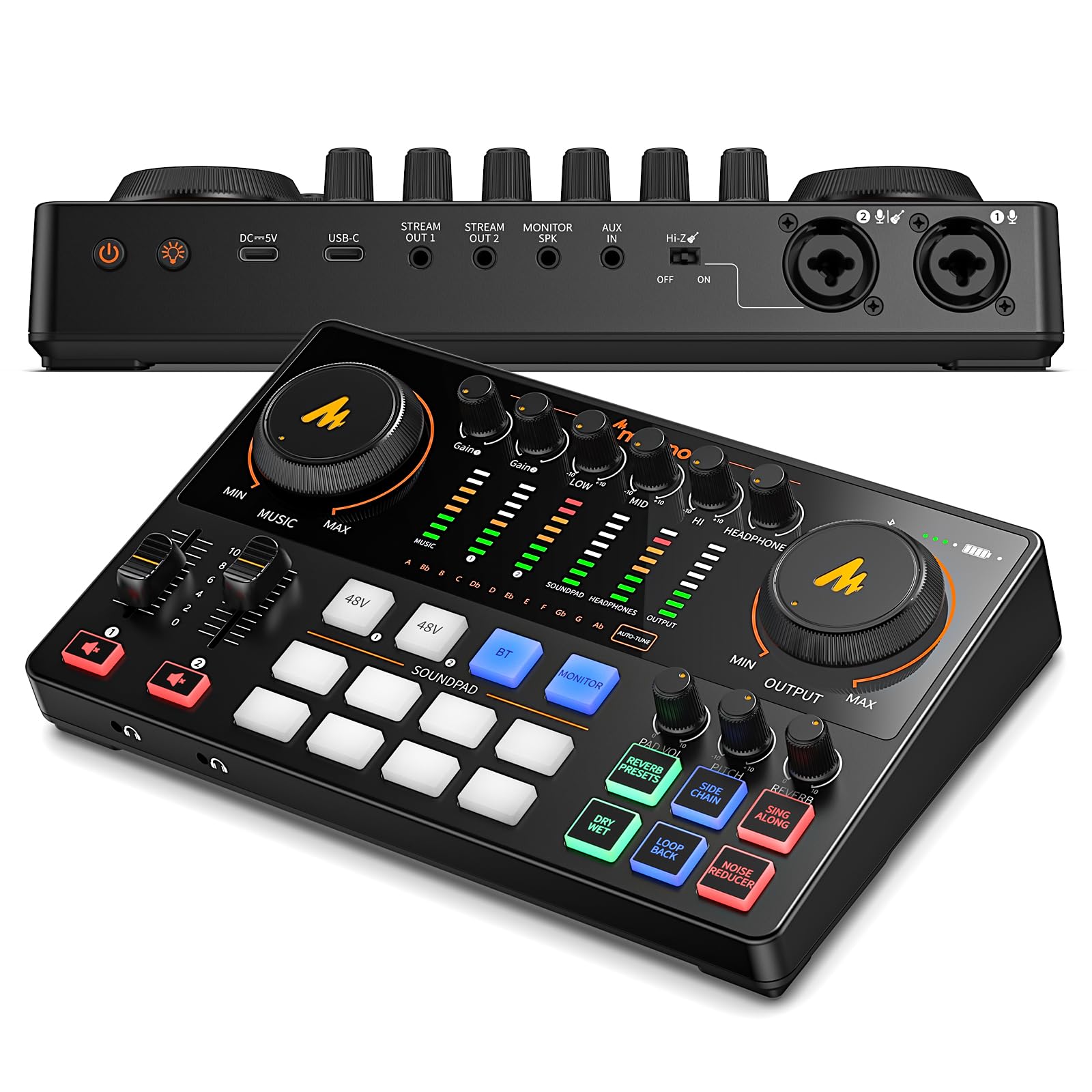 MAONO Podcast Equipment Bundle: Audio Interface Podcast mixer with Dual XLR Input, Quick to Mute, Noise Reduction, 8 Customize soundpads for Podcast Recording, Streaming, YouTube - MaonoCaster E2 Gen2