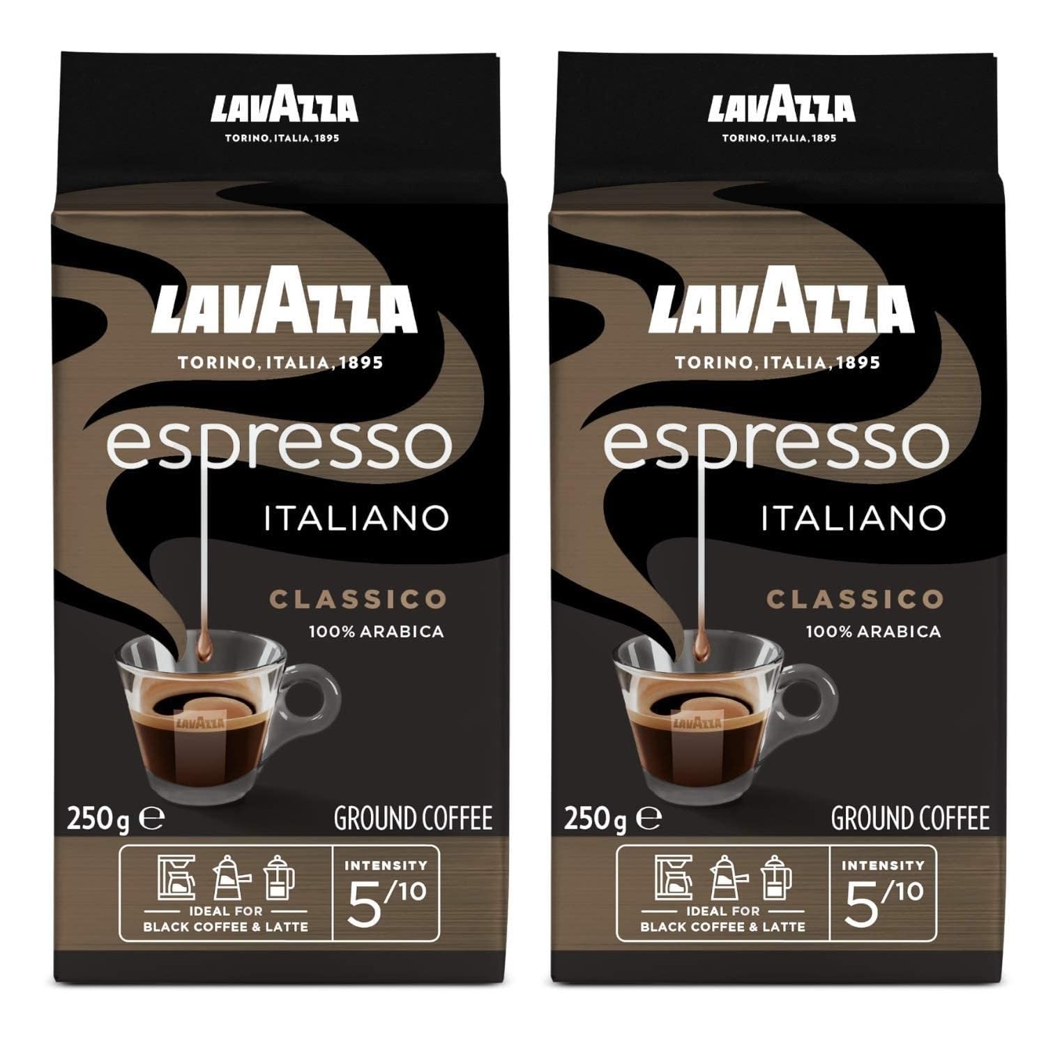 Lavazza Espresso Italiano Classico 100% Arabica Light Roast Ground Coffee 250gm (Pack Of 2)