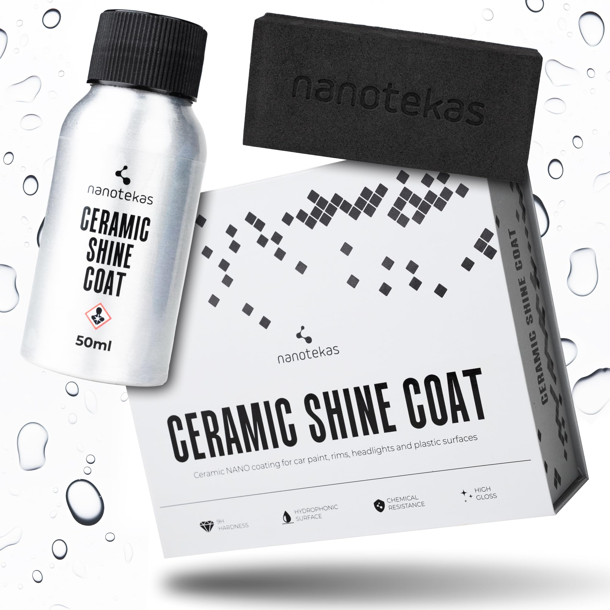 Nanotekas Shine Coat Car Care Ceramic Coat, ceramic coating for car paint protection 9H hardness, super hydrophobic effect, easy clean, anti-scratch.