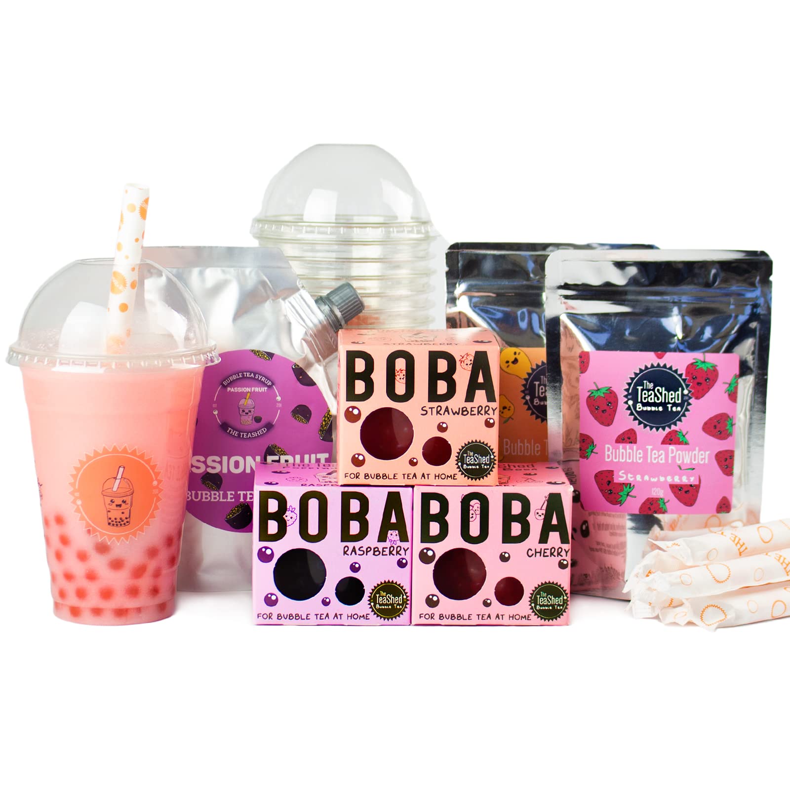 Small Bubble Tea Party Kit | Popping Boba and Bubble Tea Powder & Syrup | Powder + Boba Set | The TeaShed