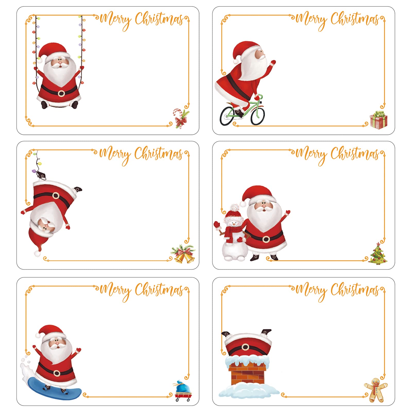 120pcs Christmas Labels Stickers Gift Tags Sticky Labels for Presents Self Adhesive Gift Sticker Labels Stick on Xmas Labels Merry Christmas Cute Santa Claus