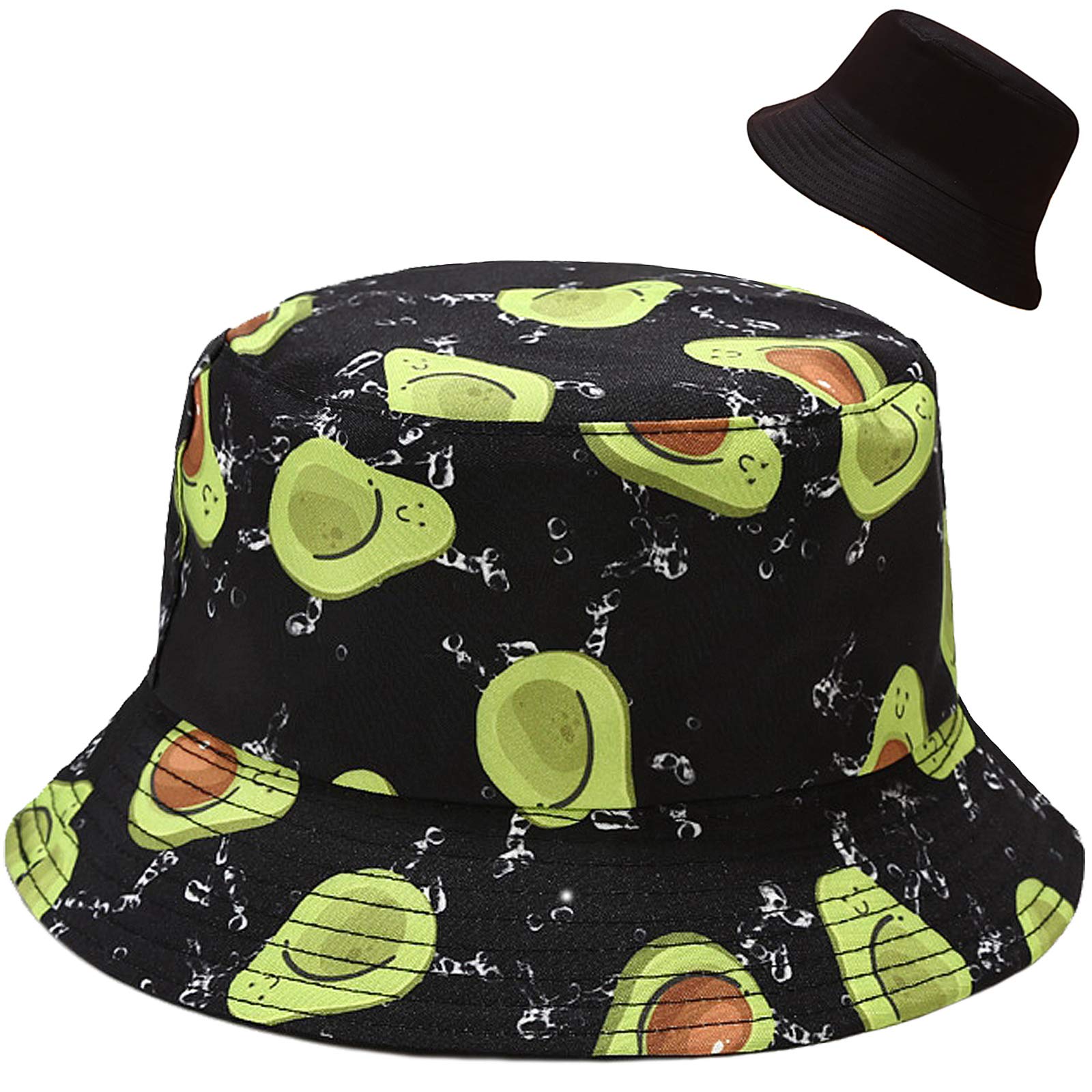 Cute Print Bucket Hat Beach Fisherman Hats for Women Men, Double-Side Reversible