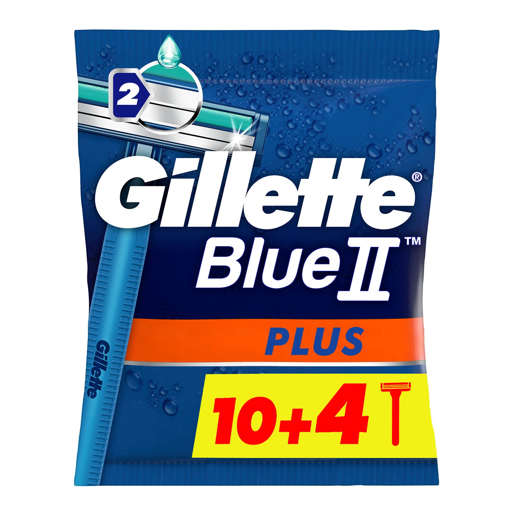 Gillette Blue Ii PlUS Men's Disposable Razors, 14 Count