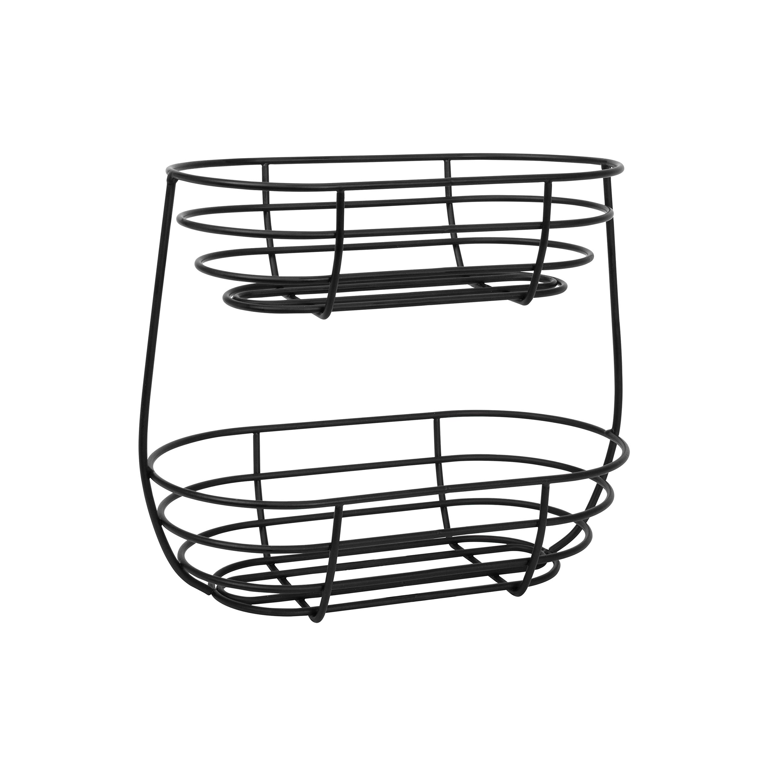 Spectrum DiversifiedEuro Arched Server Contemporary Stacked, 2-Tier Bowls for Modern Kitchen Counters, Sleek Fruit Basket Stand, Large, Black