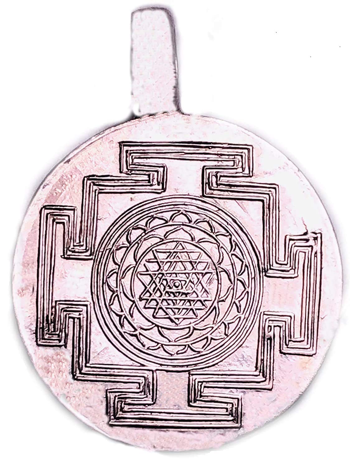 PANDIT NM SHRIMALIPure Silver Shri Yantra Pendant Energized Shree Yantra Locket for Men Women, Round 3 gm