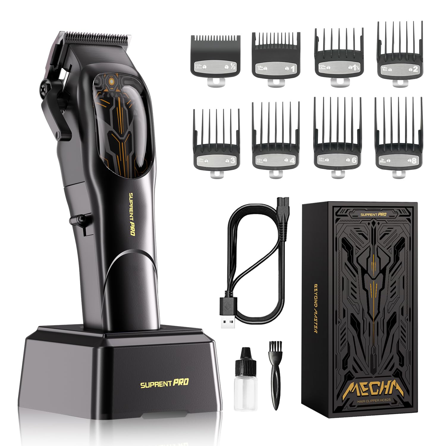 Professional Hair Clippers for Men- High Torque Brushless Motor with Diamond-Like Carbon Coating Ceramic Blade, Mens Cordless Hair Clippers Set for Barbers with Charging Base