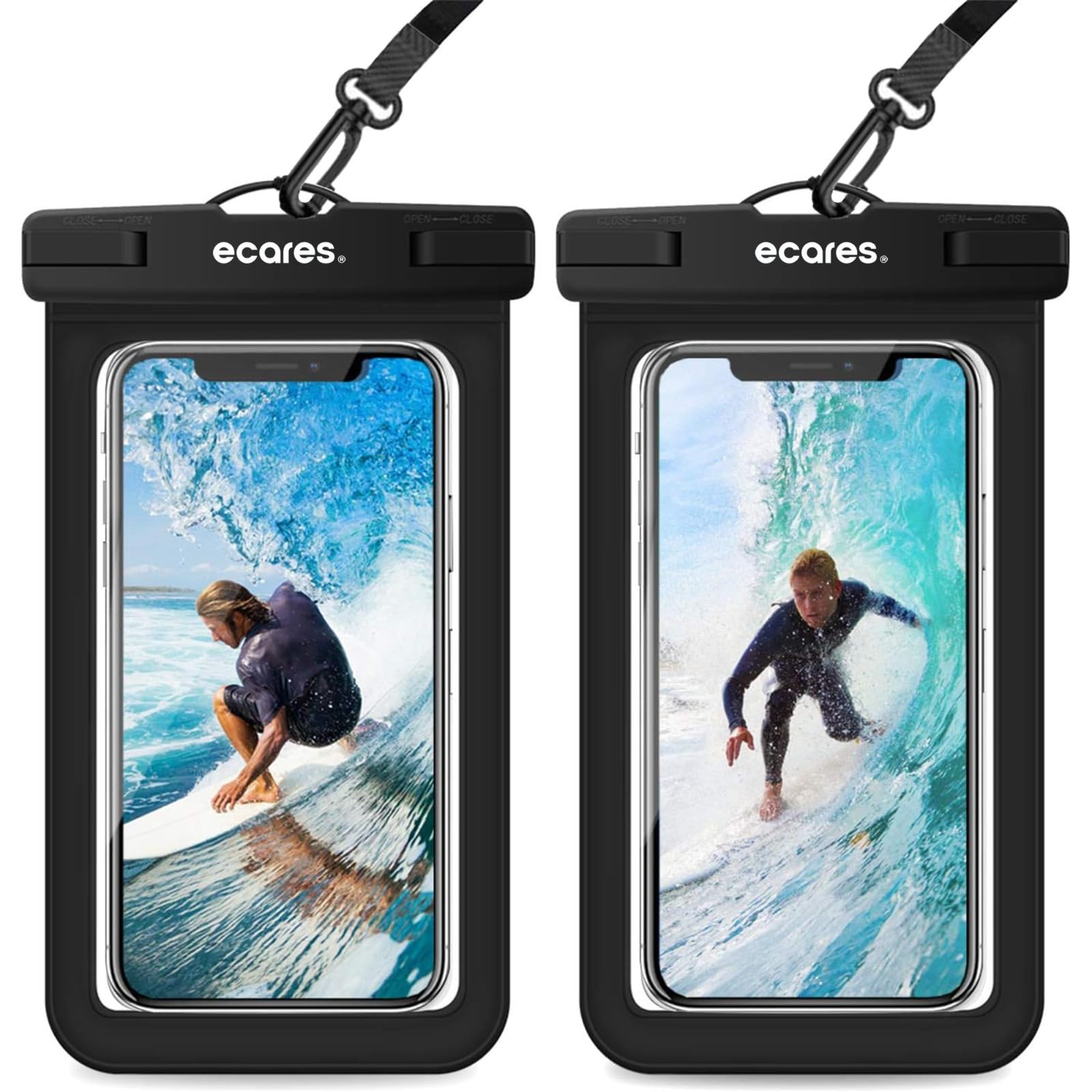 ECARES® Mobile Waterproof Pouch, Touchscreen Functionality, Waterproof Case, Cellphone Dry Bag, Waterproof Cell Phone Case, Drift Diving Swimming Waterproof Bag, Smart Cellphones upto 7” (Pack-2)