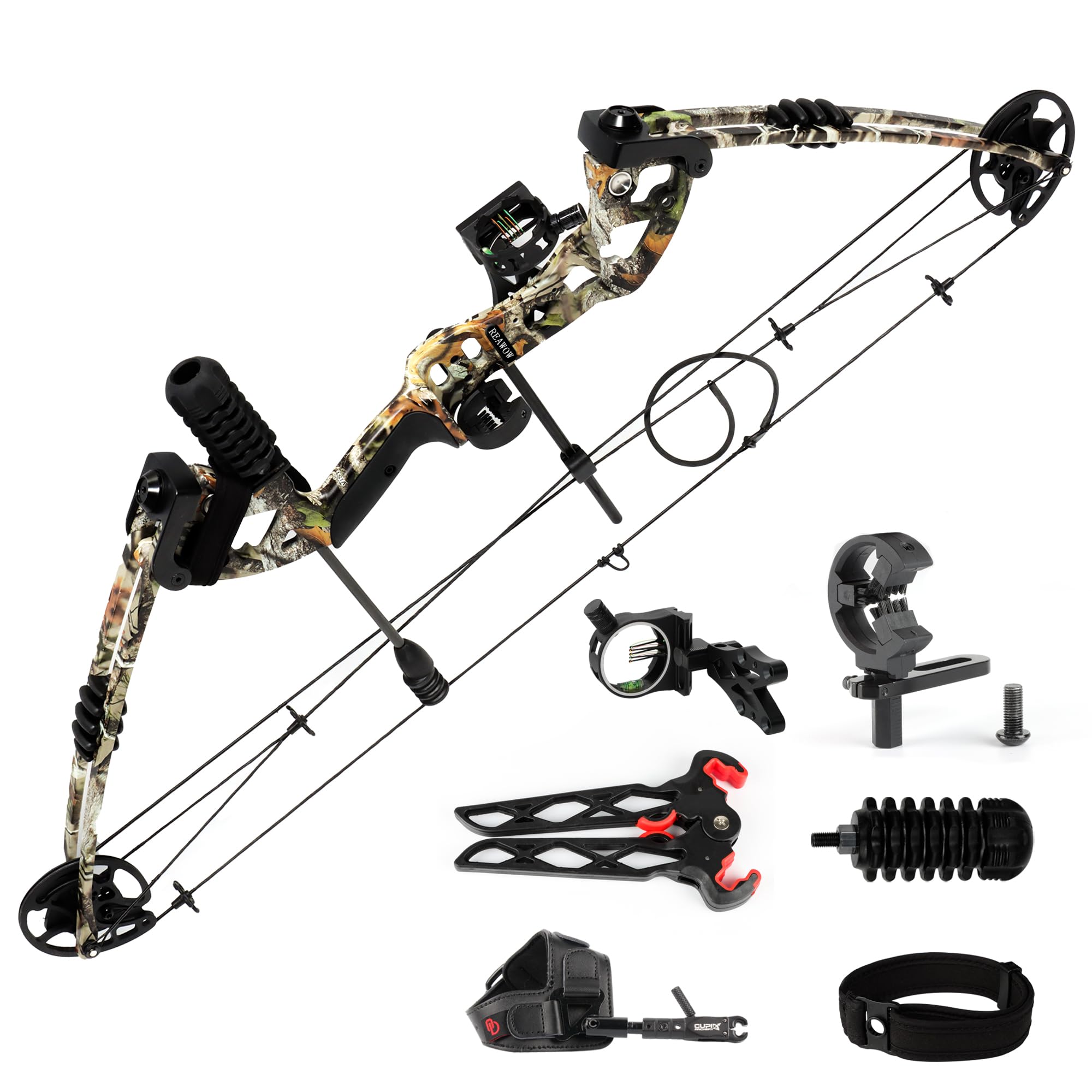 REAWOW Compound Bow and Arrow Set Adult,Archery Compound Bow Kit 25-45lbs Adult,Archery Hunting Bow with Carbon Arrows Shooting Right Hand Target Practice,Adjustable for Women Men and Youth,310 FPS