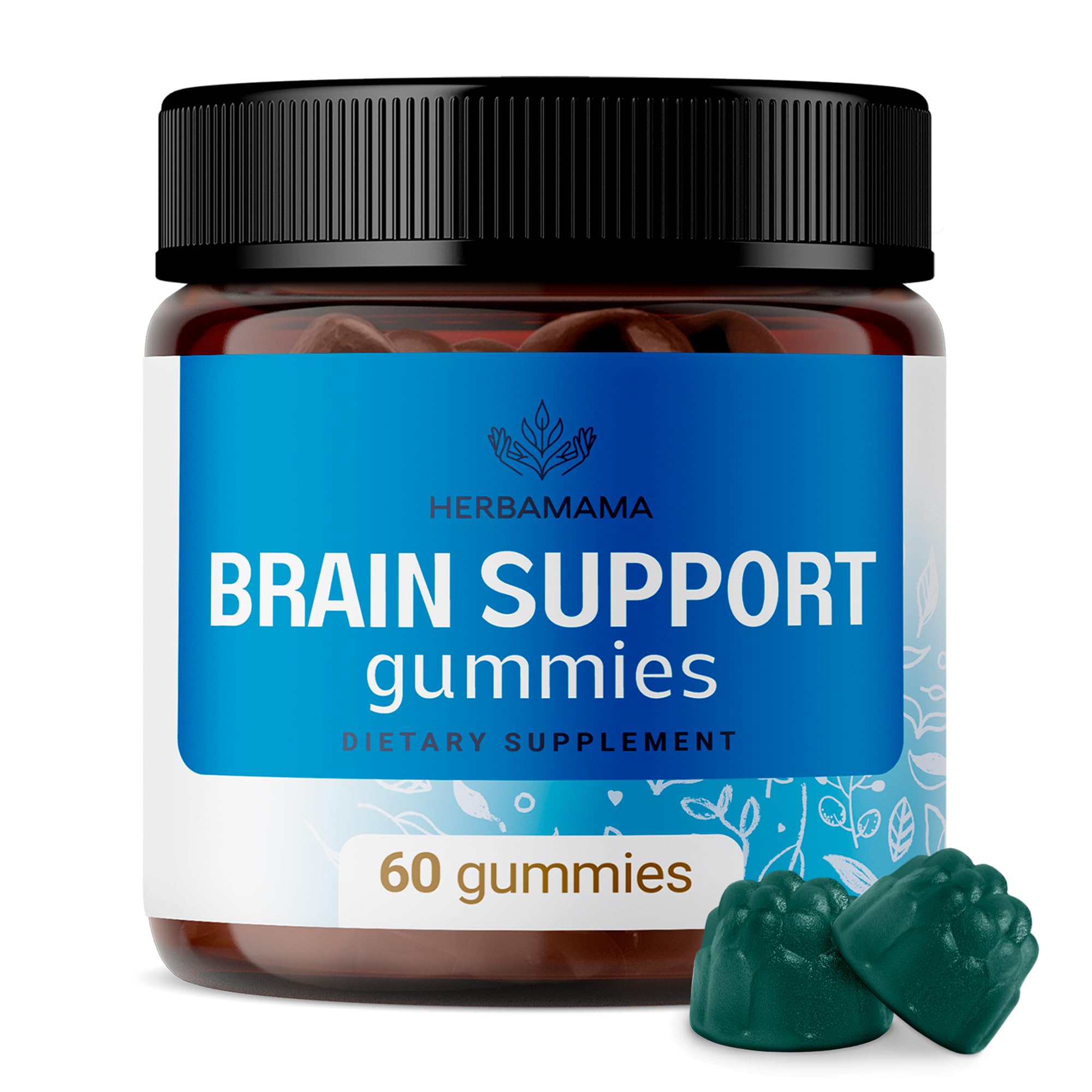 HERBAMAMA Brain Booster Gummies - Memory Supplement for Brain Focus - Vegan - 60 Chewables