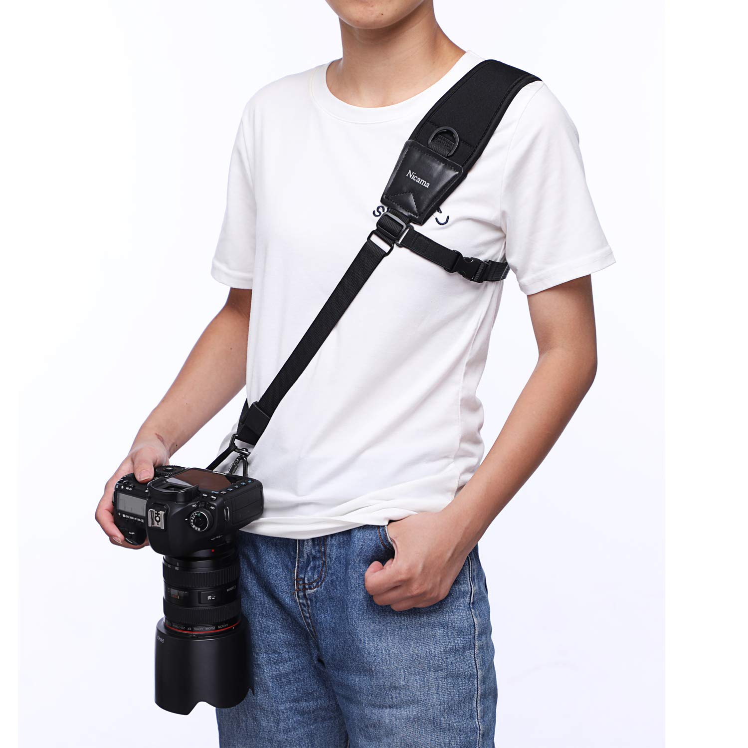 NicamaCS1 Camera Strap Belt Quick Rapid Shoulder Sling Neck for Camera DSLR Canon Nikon Pentax Olympus Sony SLR Cameras (Black)