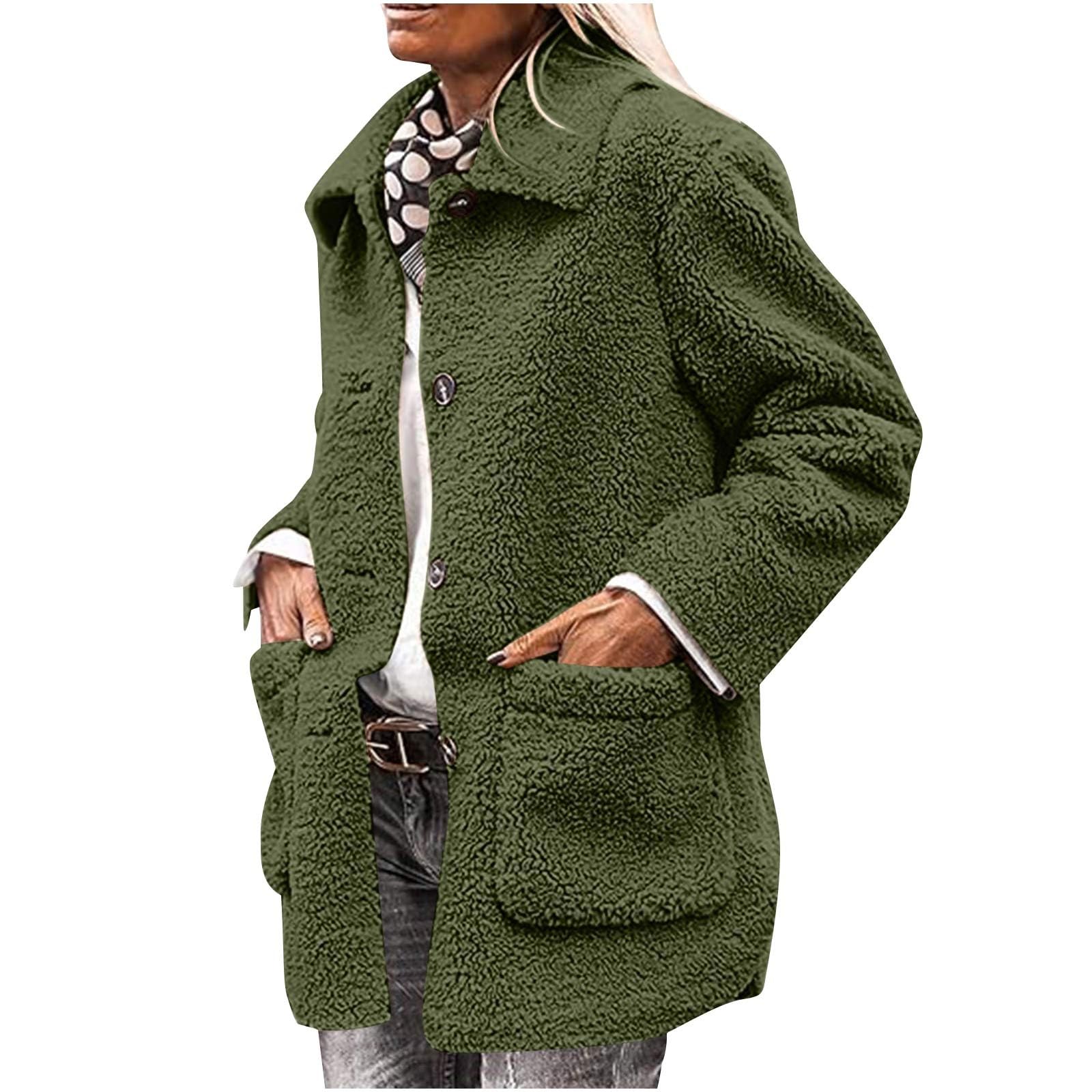 XIQIAMSherpa Fuzzy Fleece Lapel Open Front Long Cardigan Coat,Long Sleeve Sherpa Cardigans Jacket Coat Outerwear with Pocket