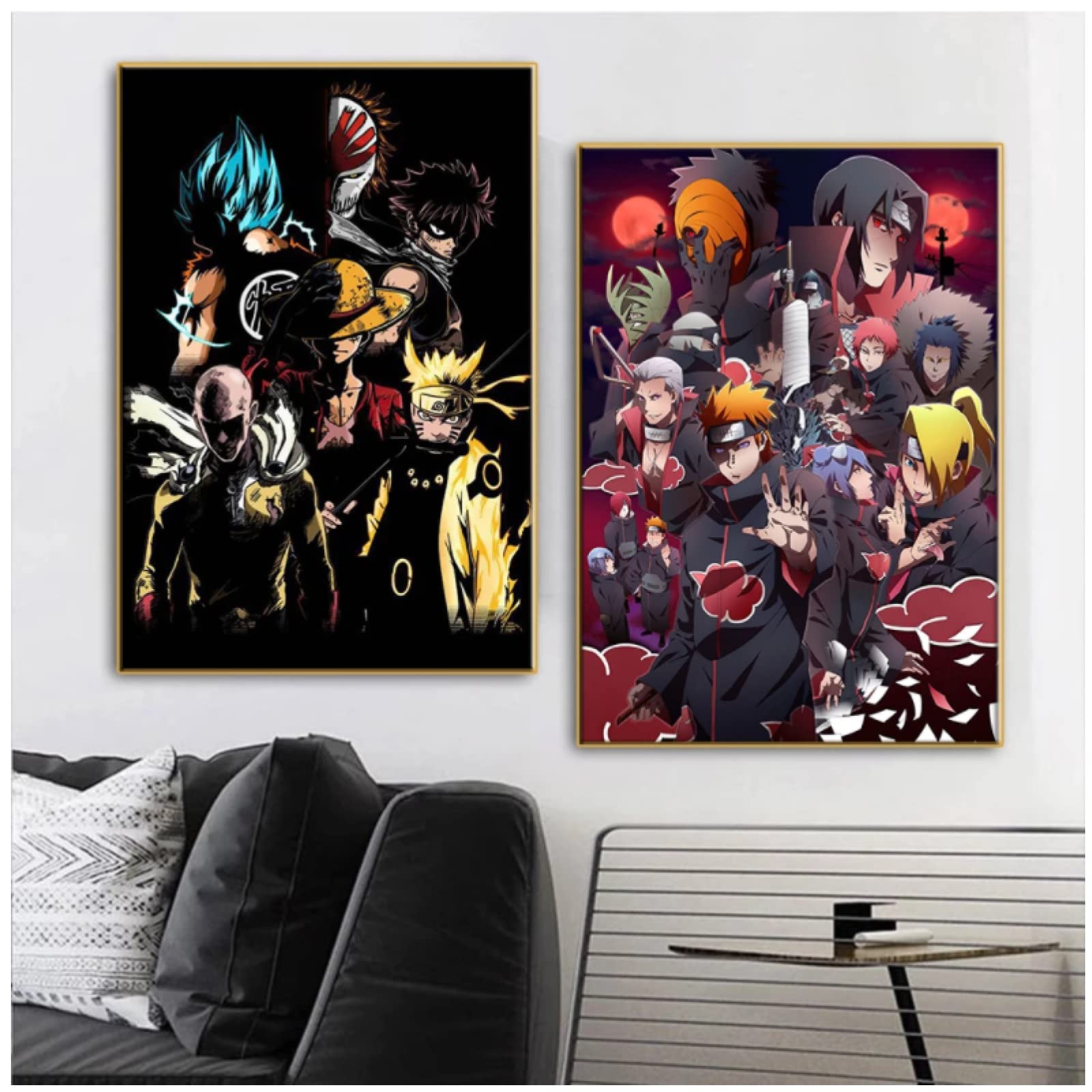 Qiezipl Japanese Anime Character Naruto Canvas Painting Art Poster Decorative Painting Mural Home Children Room Wall Aesthetic Decor 30X45Cmx2Pcs No Frame