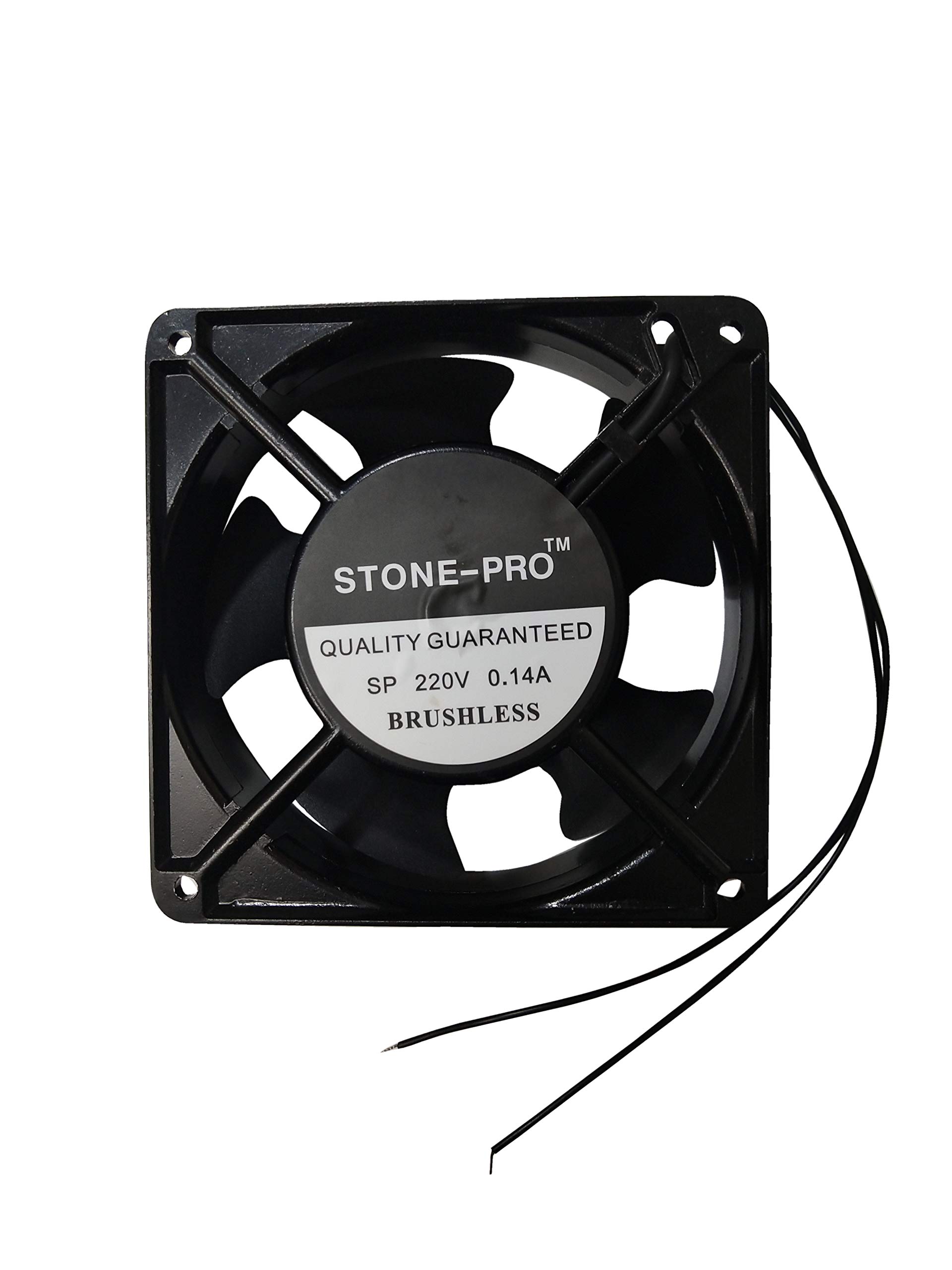 STONE-PRO Exhaust Brushless Fan 4-Inch Square 220V Ac Metal Body Or Blade Fan Cooling Fan, Black