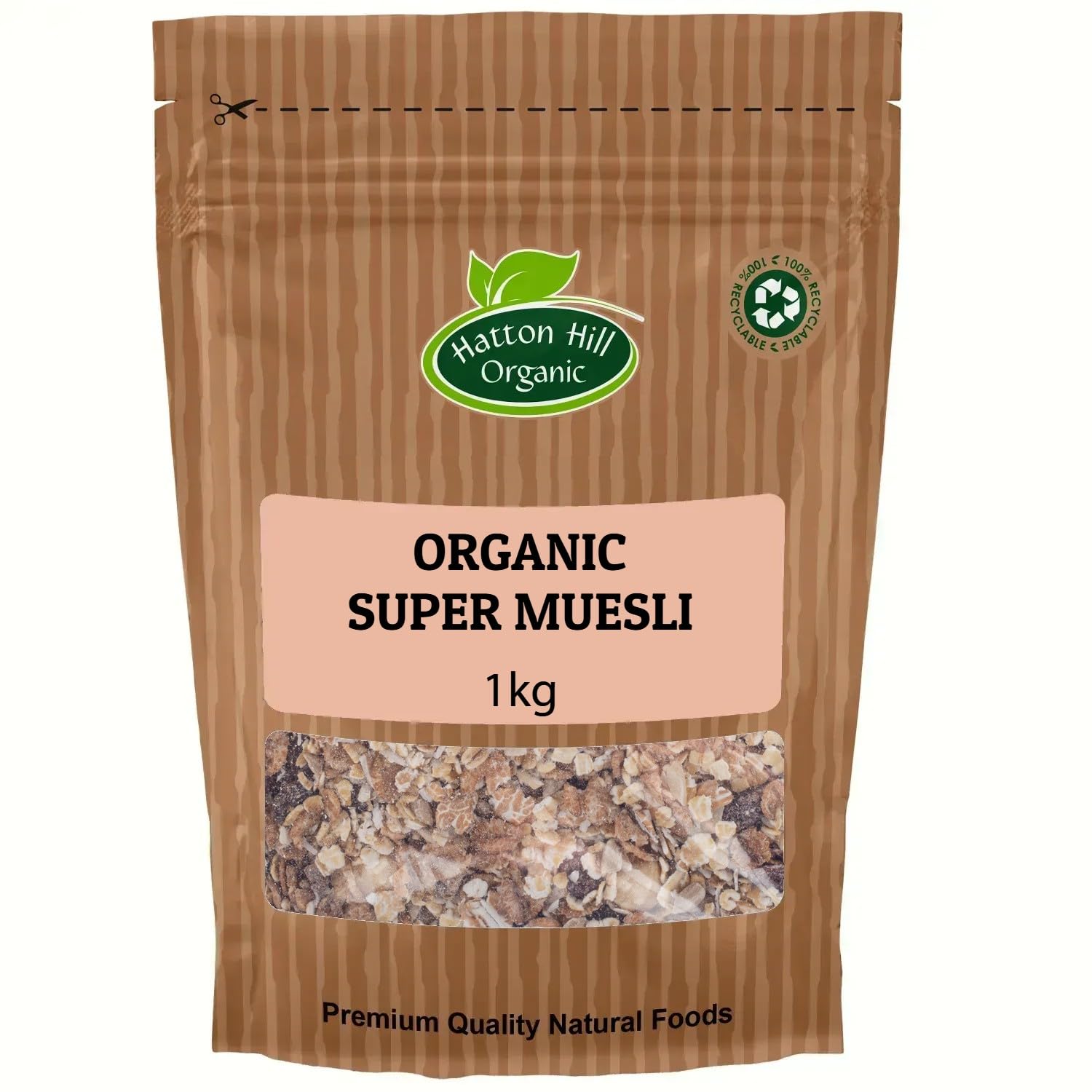 Organic Super Muesli 1kg - A Delicious Blend of wholegrain Flakes and Fruits, Combined with Sunflower Seeds, Whole Roasted Hazelnuts & Dates. by Hatton Hill Organic