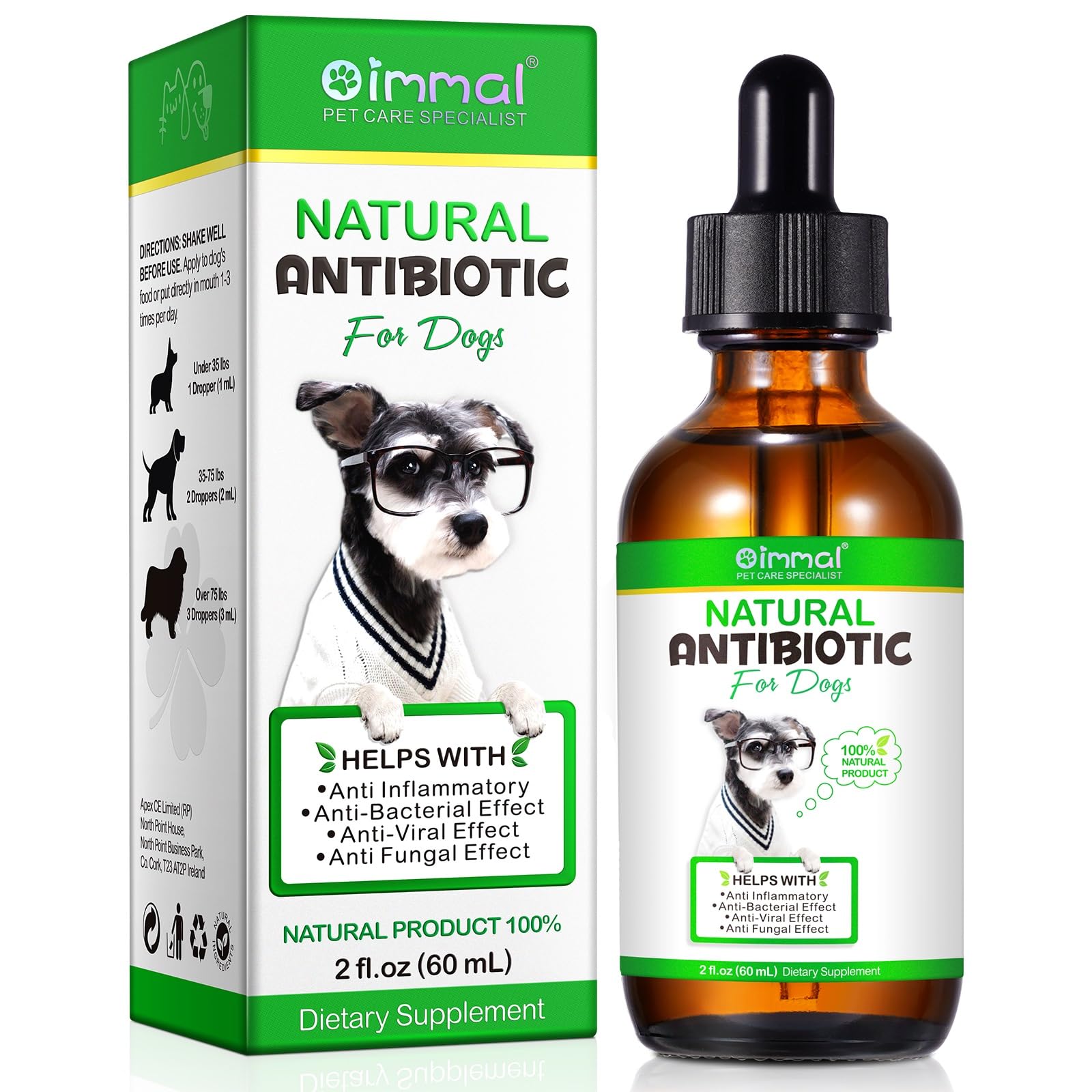 Antibiotics for Dogs, 60ml Dog Antibiotics, Natural Dog Antibiotics Drops Support Dog Itchy Skin Relief, Ear Infection & Yeast Infection Treatment, Bacon Flavor